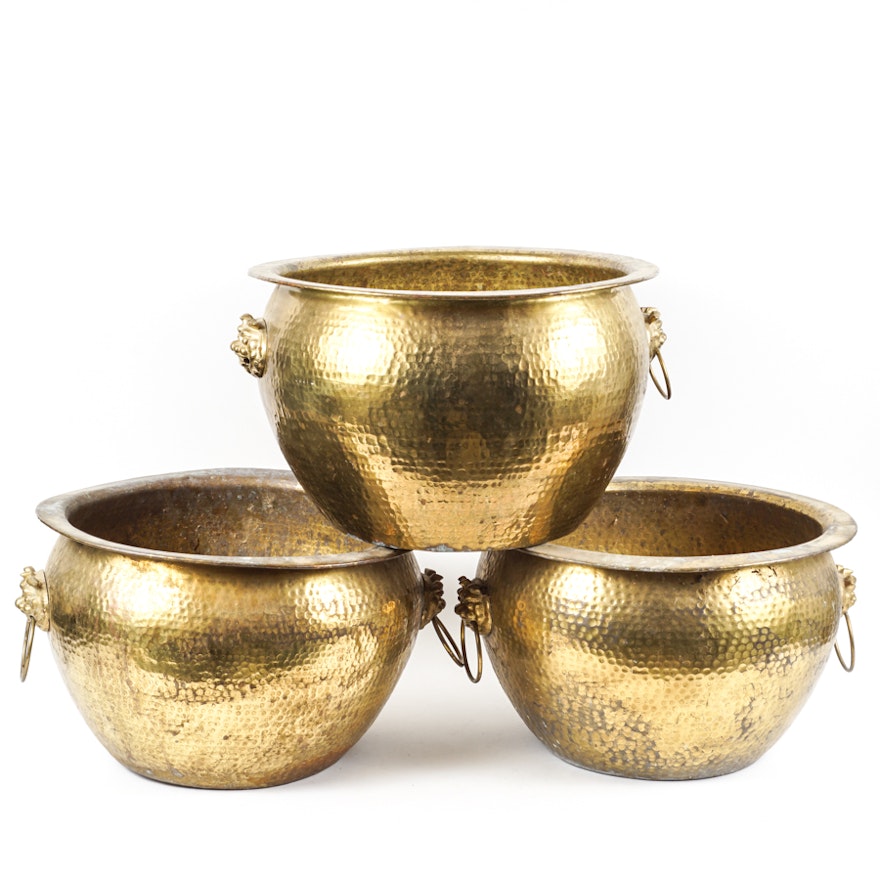 Hammered Brass Planters