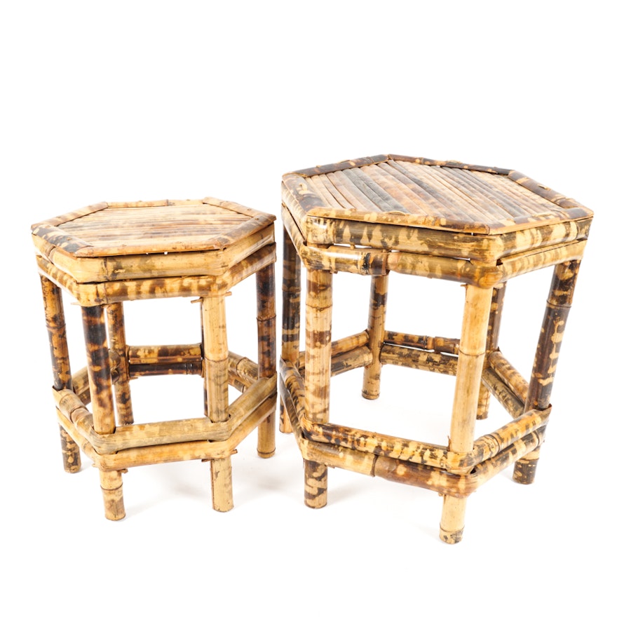Pair of Vintage Bamboo Nesting Tables