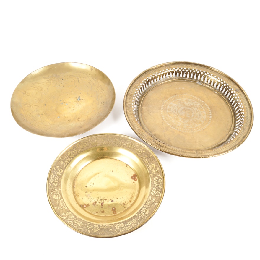 Brass Tone Metal Trays