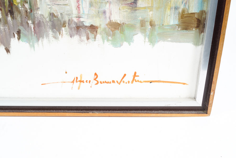 Vintage Oil Painting on Canvas of a City Street