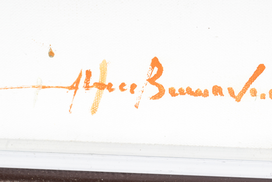 Vintage Oil Painting on Canvas of a City Street