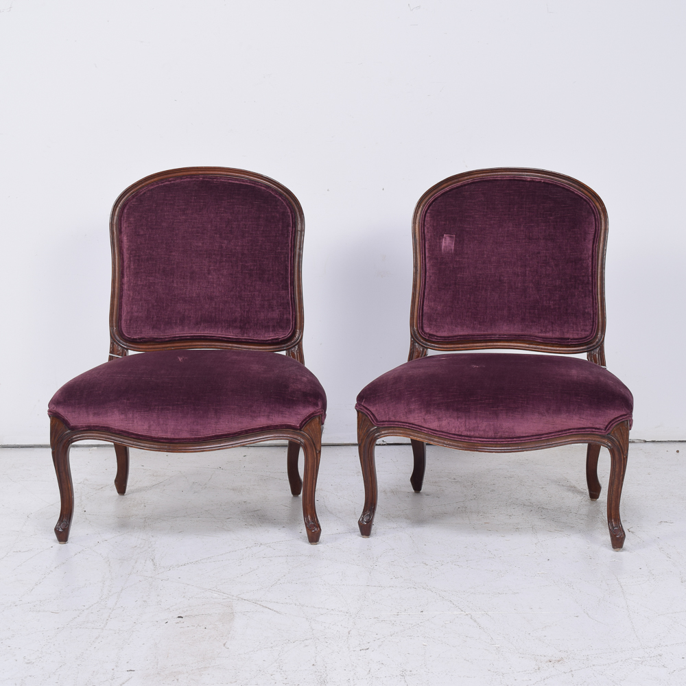 Louis XV Style Slipper Chair Pair