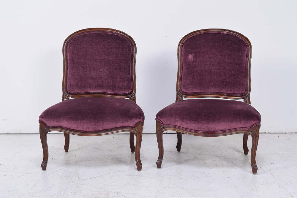 Louis XV Style Slipper Chair Pair