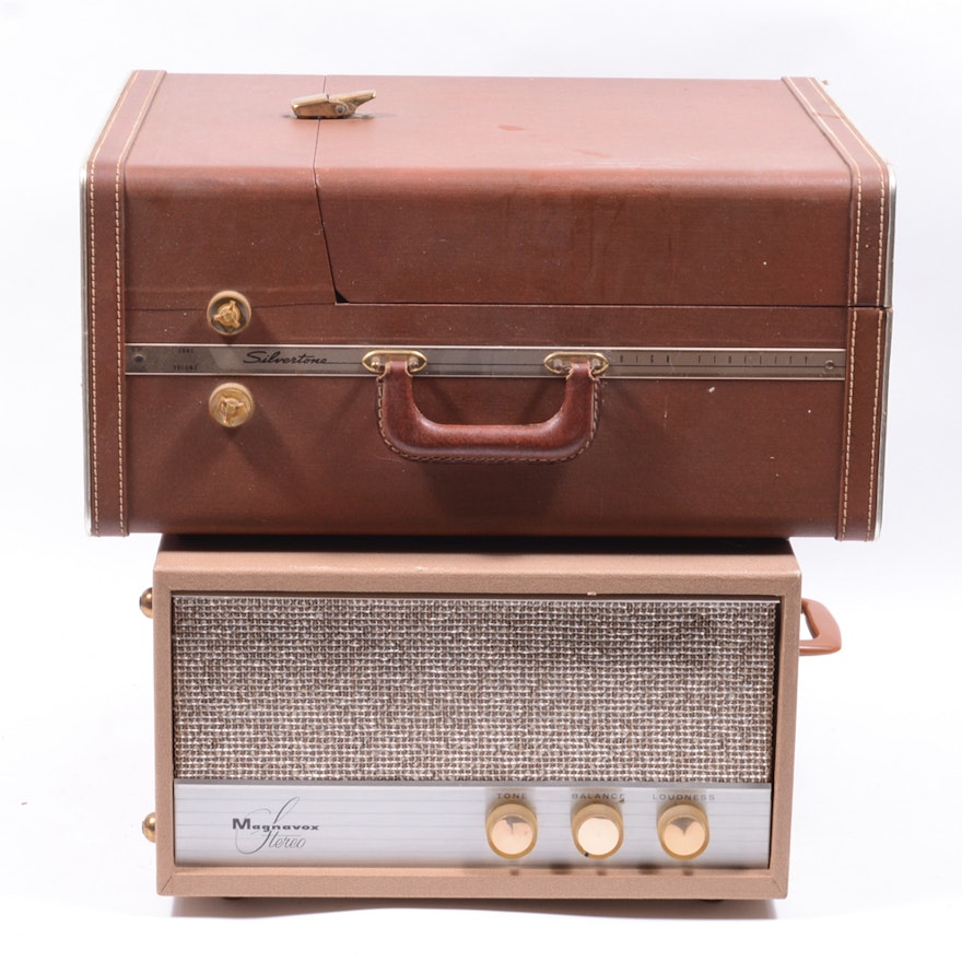Vintage Silvertone and Magnavox Portable Stereos