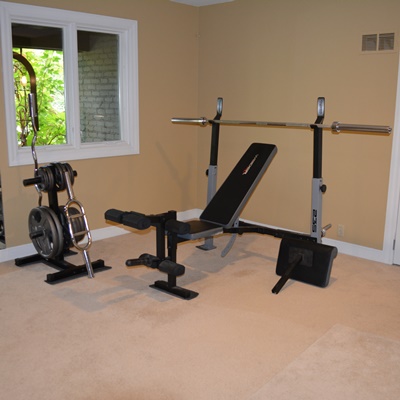 Weider 235 Pro Weight Bench Exerciser, Weight Rack and Weights