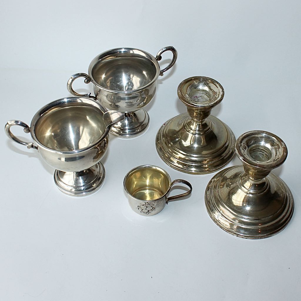 Webster Sterling Silver Baby Mug and Additional Weighted Sterling Tableware