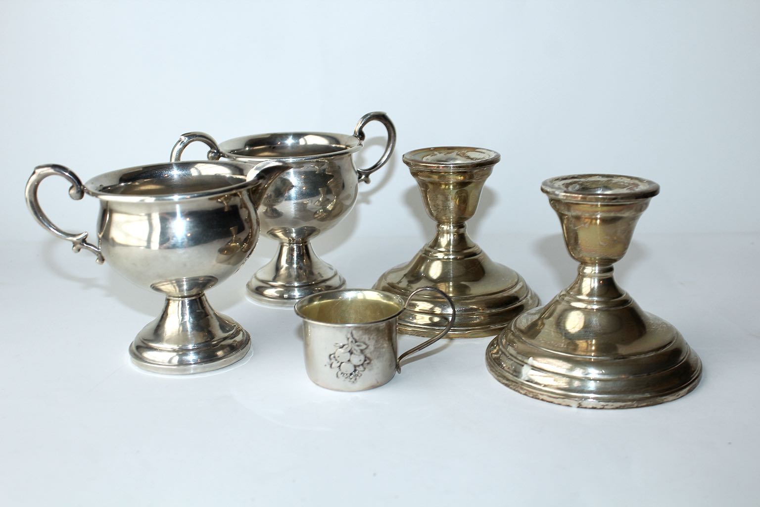 Webster Sterling Silver Baby Mug and Additional Weighted Sterling Tableware