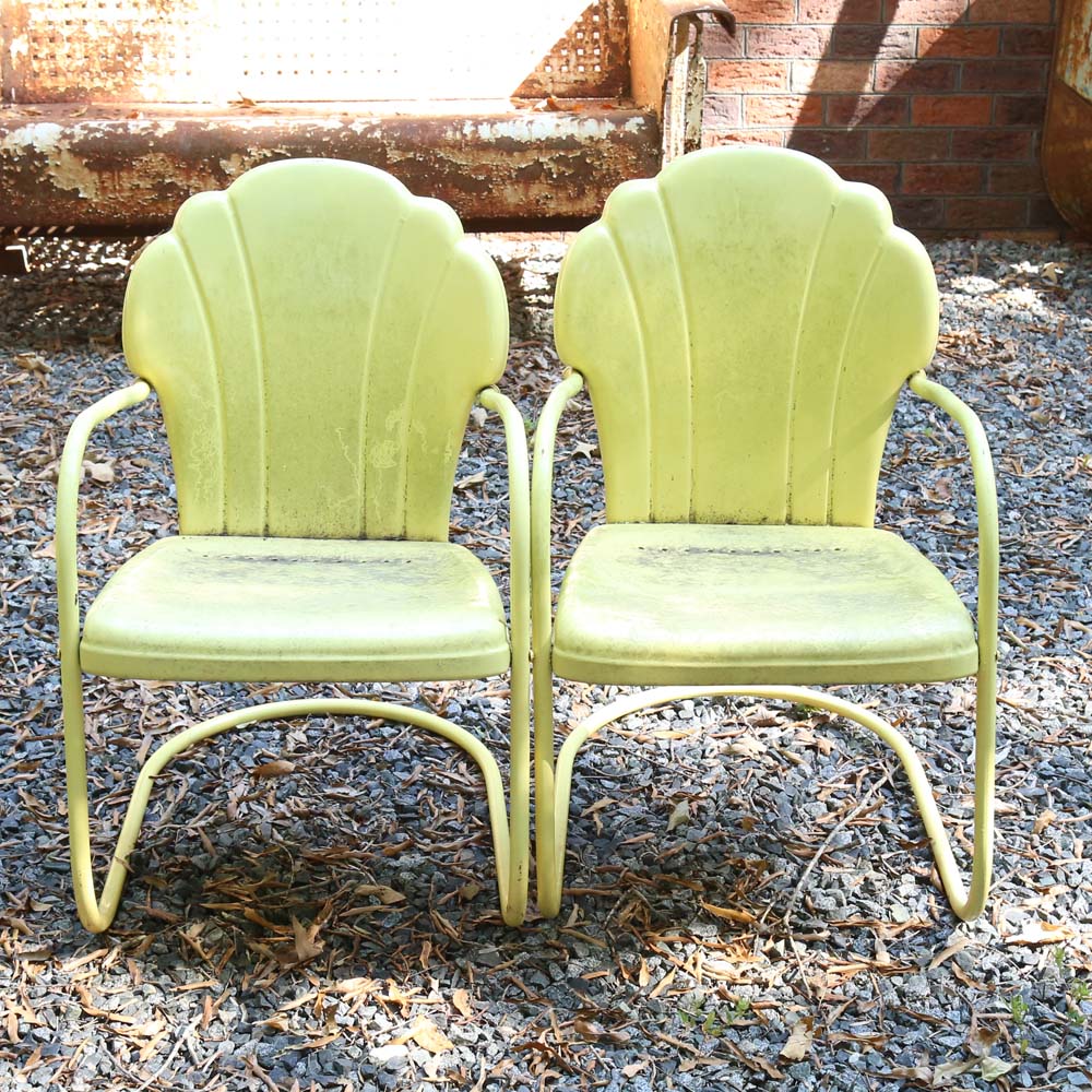 Vintage Metal Spring Back Patio Chairs