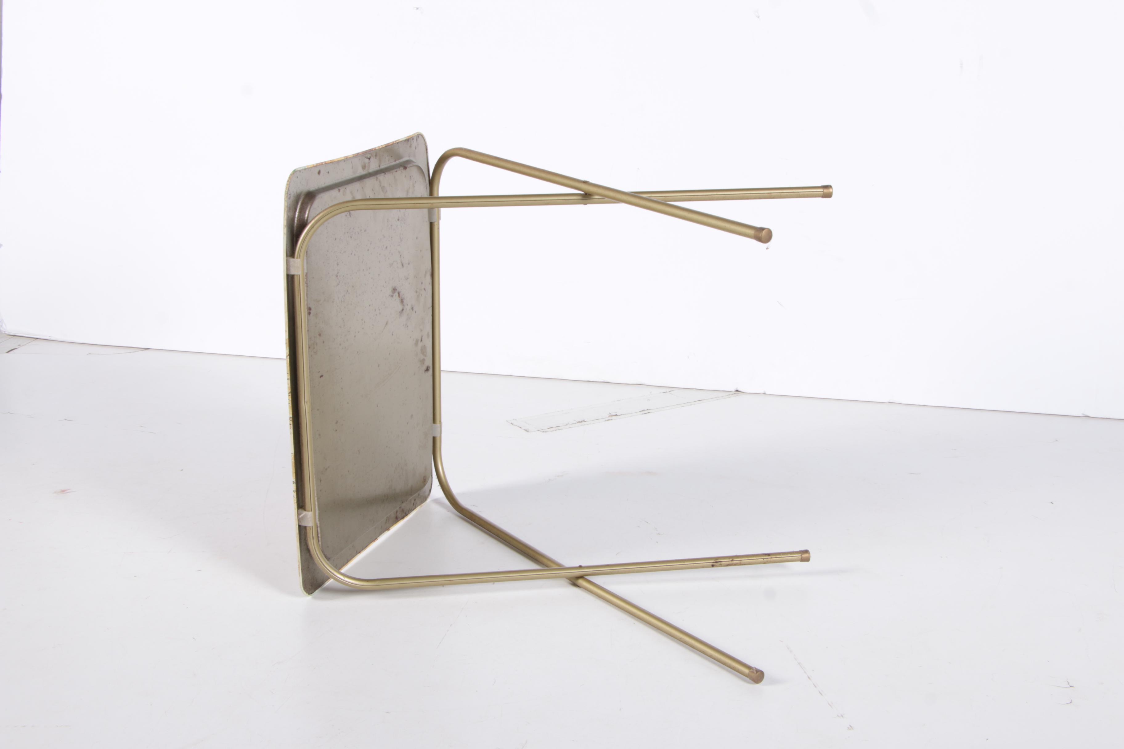Vintage Metal TV Trays on Stand