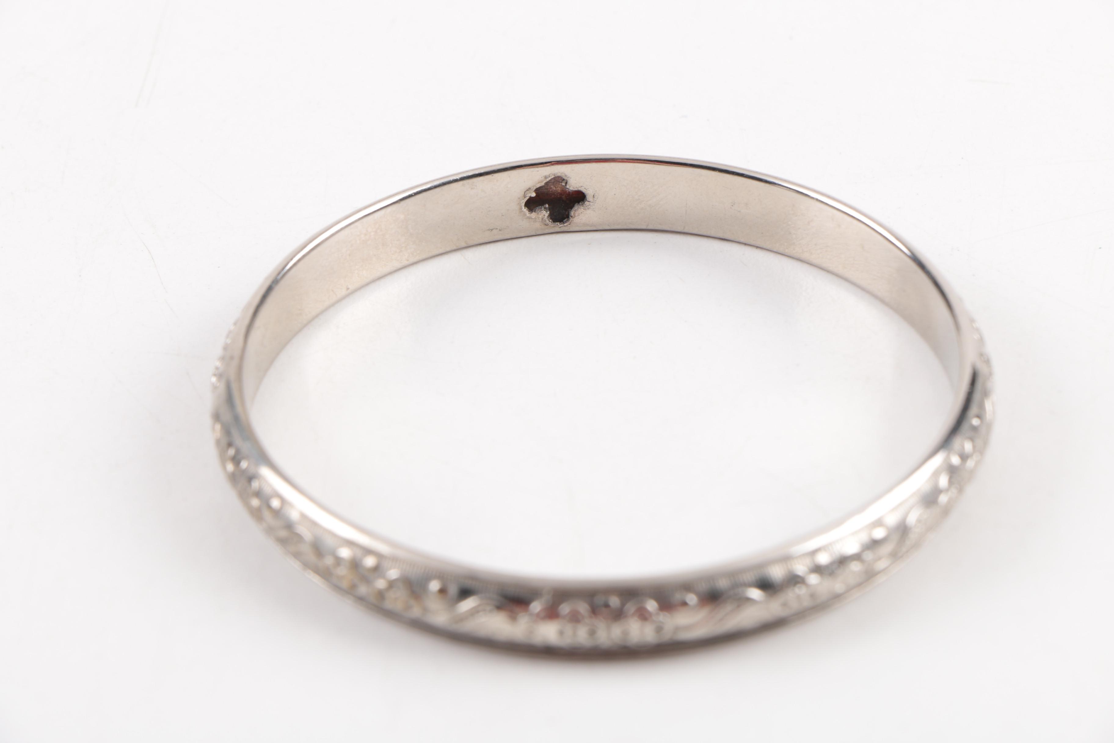 Gold Toned Stainless Steel Necklace and Two Silver Toned Bangles