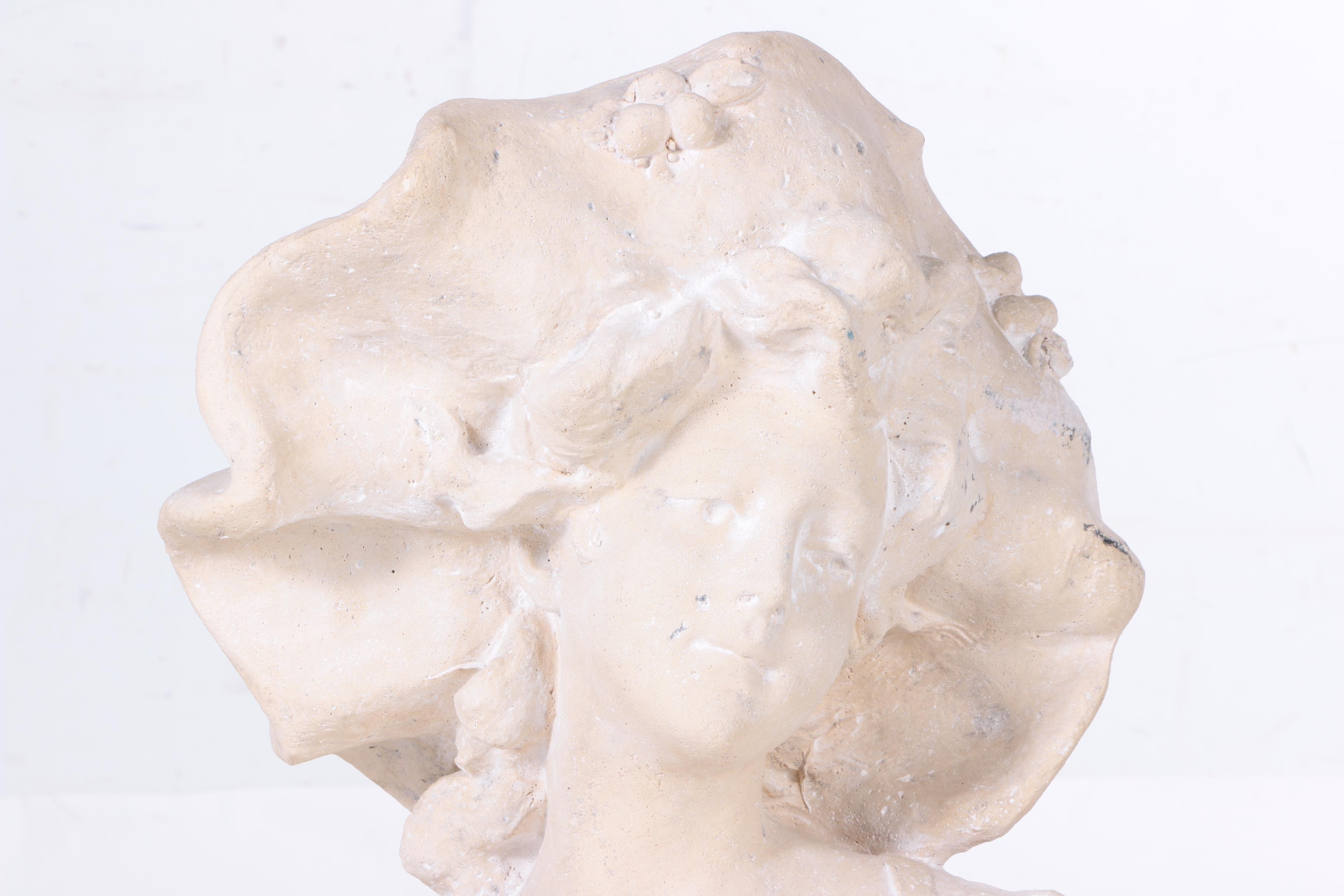 Reproduction Plaster Bust After Morin of a Gibson Girl with a Hat