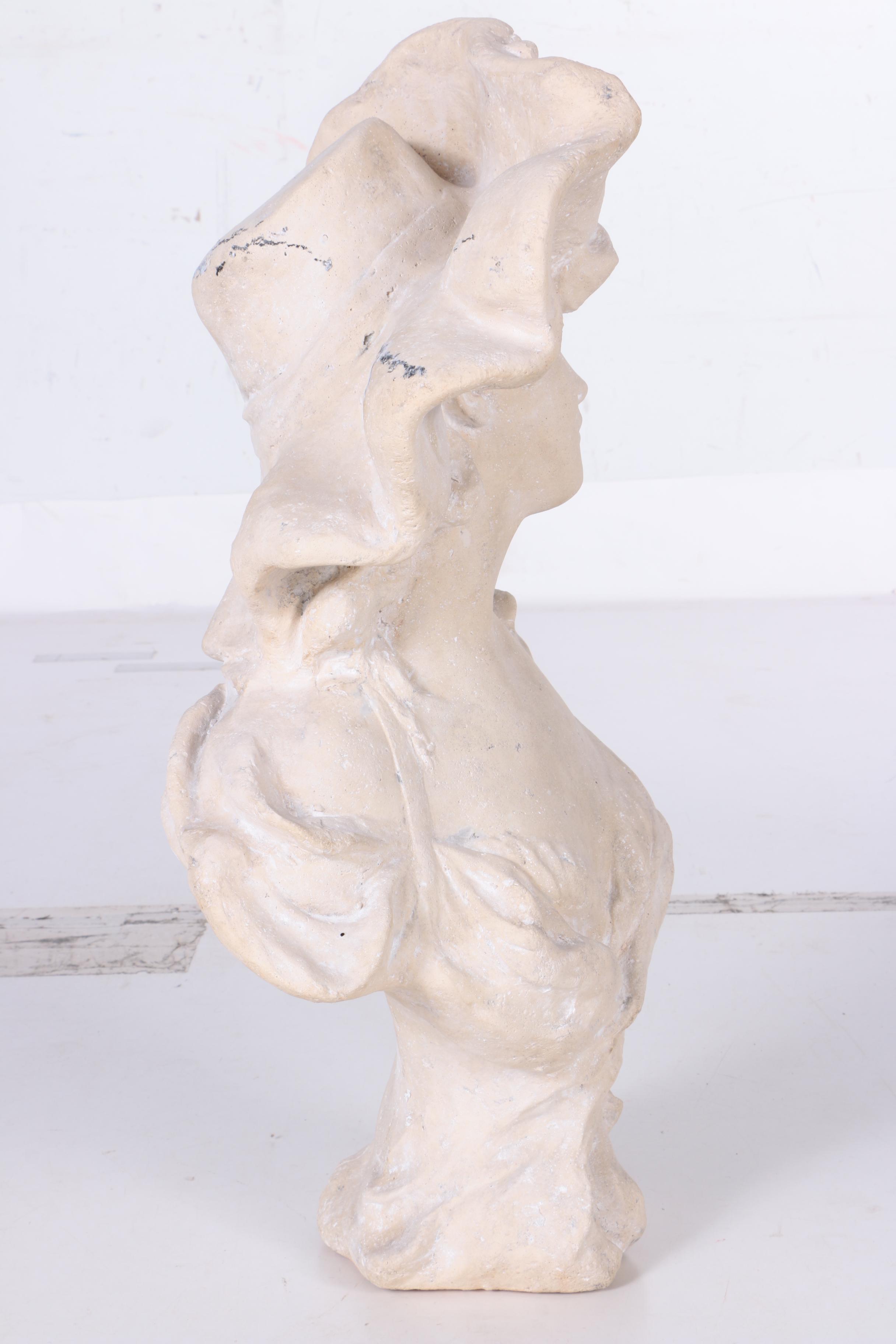 Reproduction Plaster Bust After Morin of a Gibson Girl with a Hat