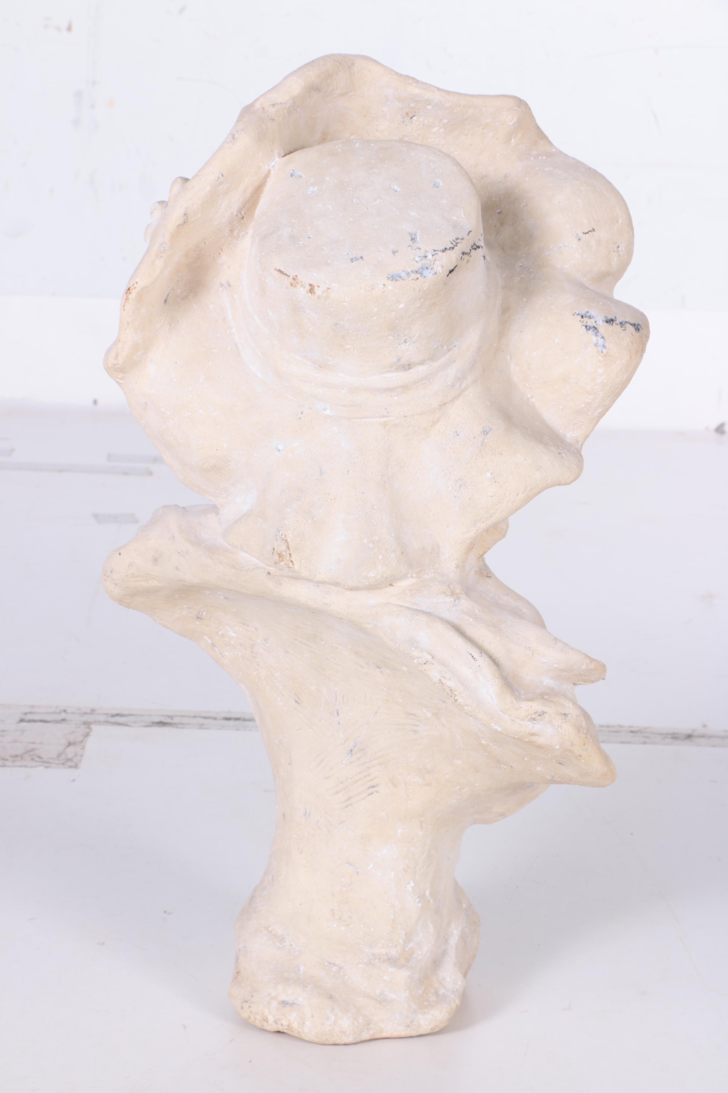 Reproduction Plaster Bust After Morin of a Gibson Girl with a Hat