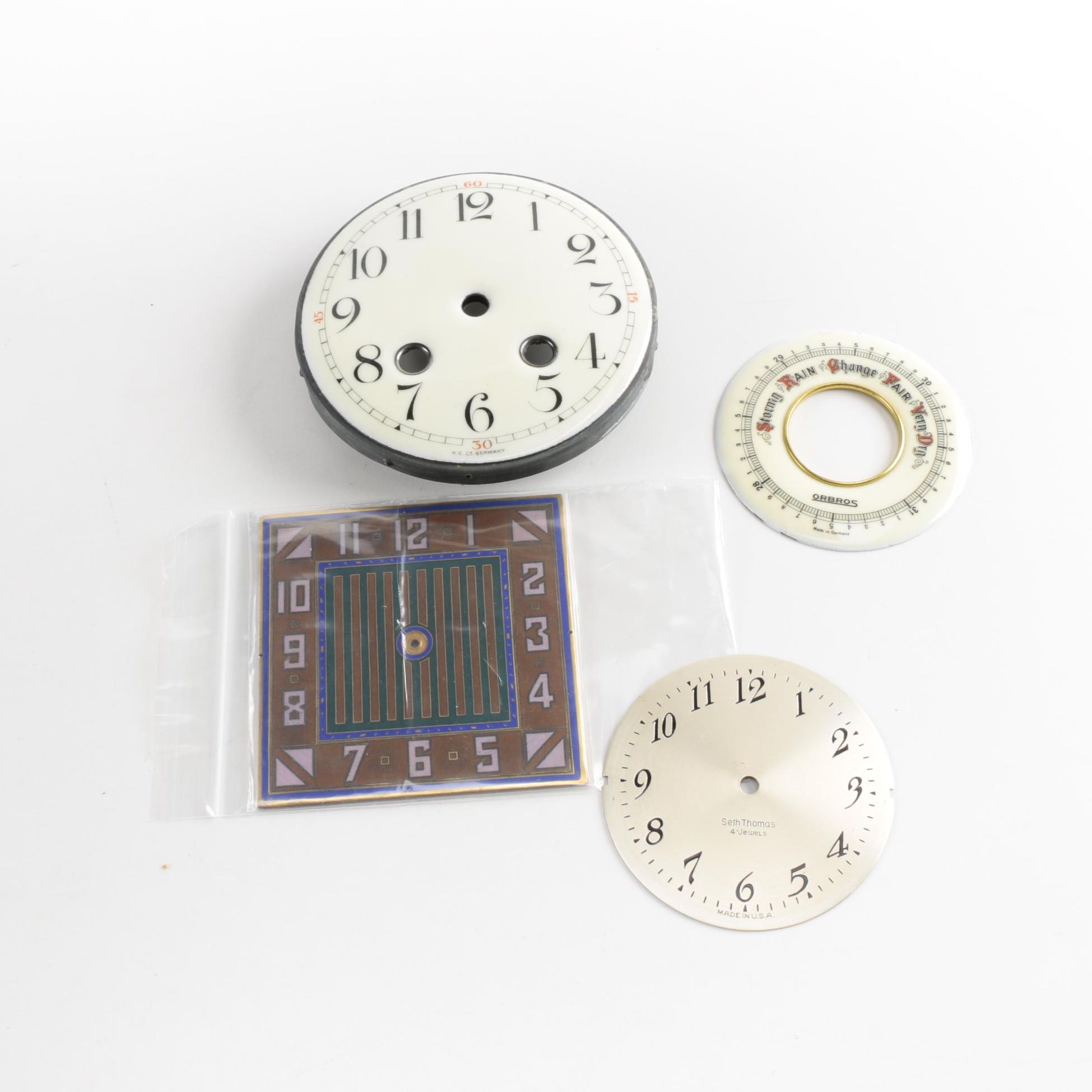 Vintage Clock Dials with Barometer Face