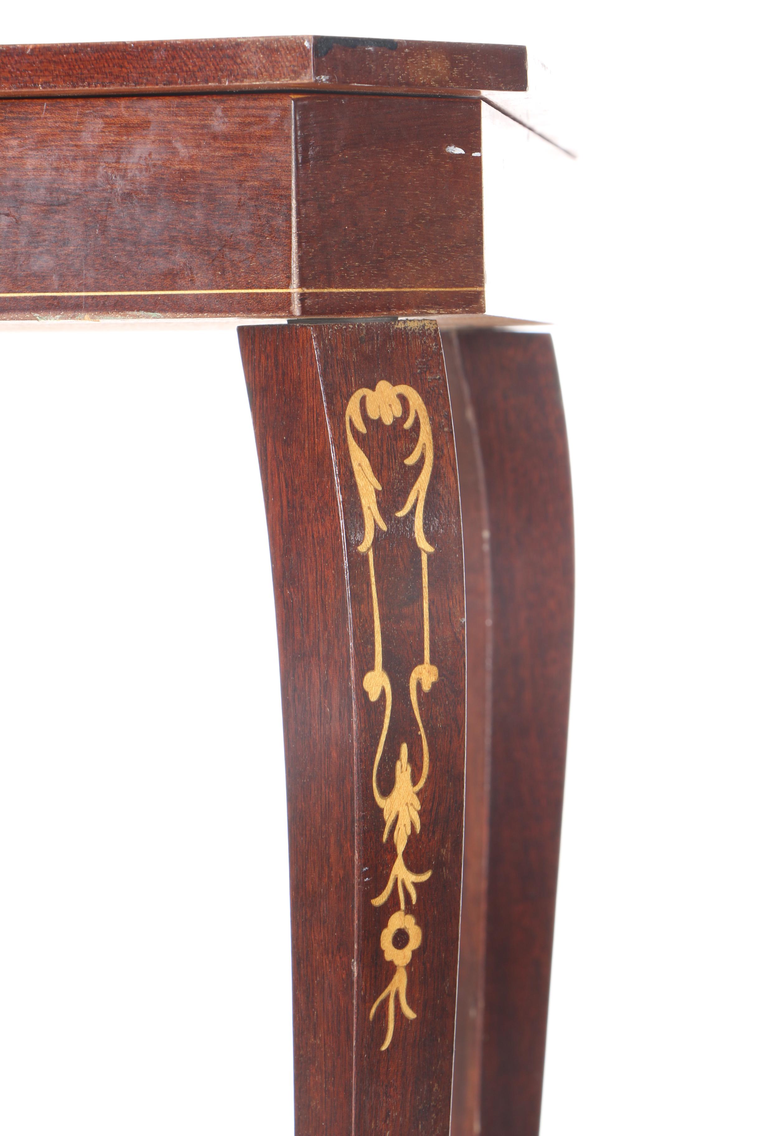 Music Box Accent Table with Marquetry Top