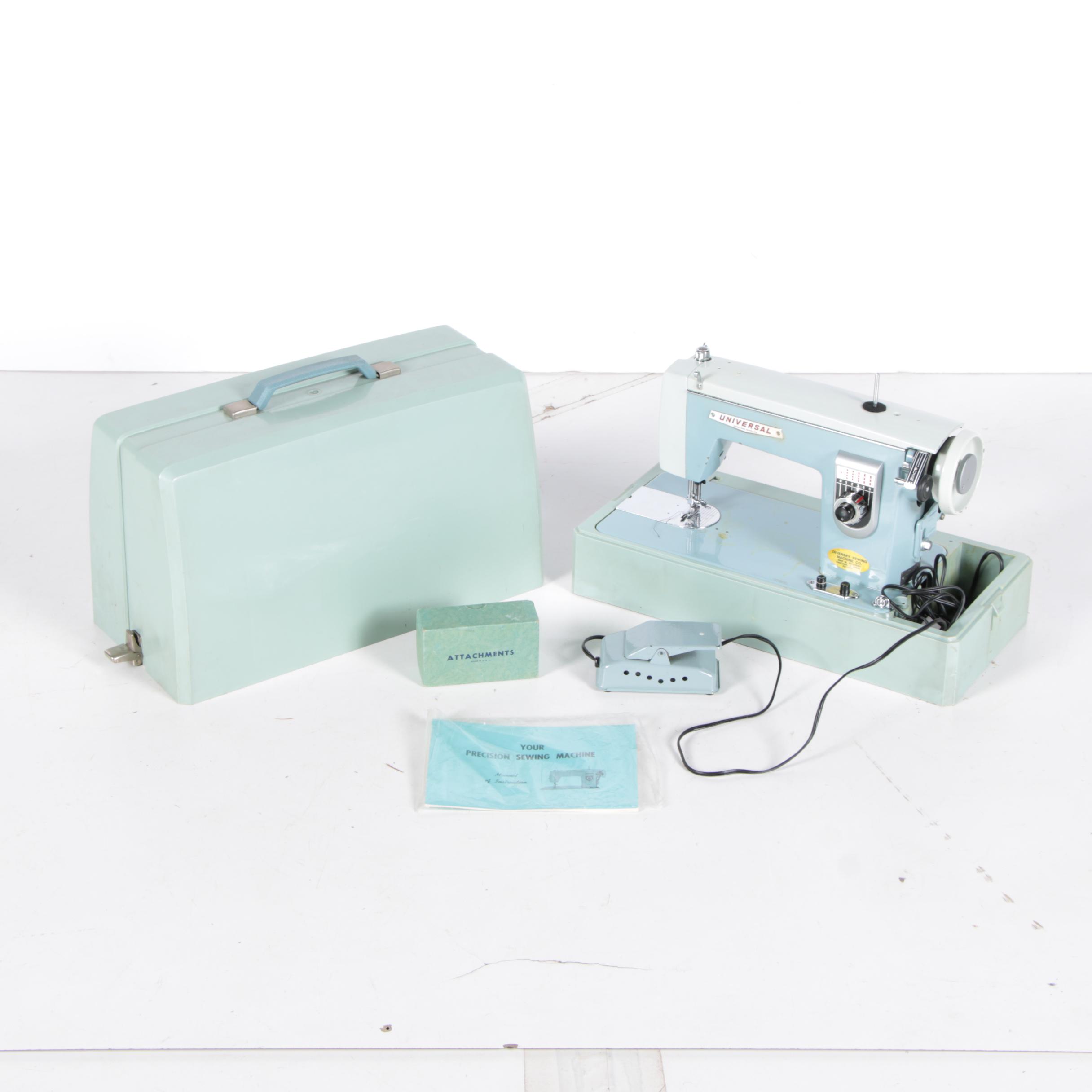 Vintage Universal Brand Sewing Machine with Case