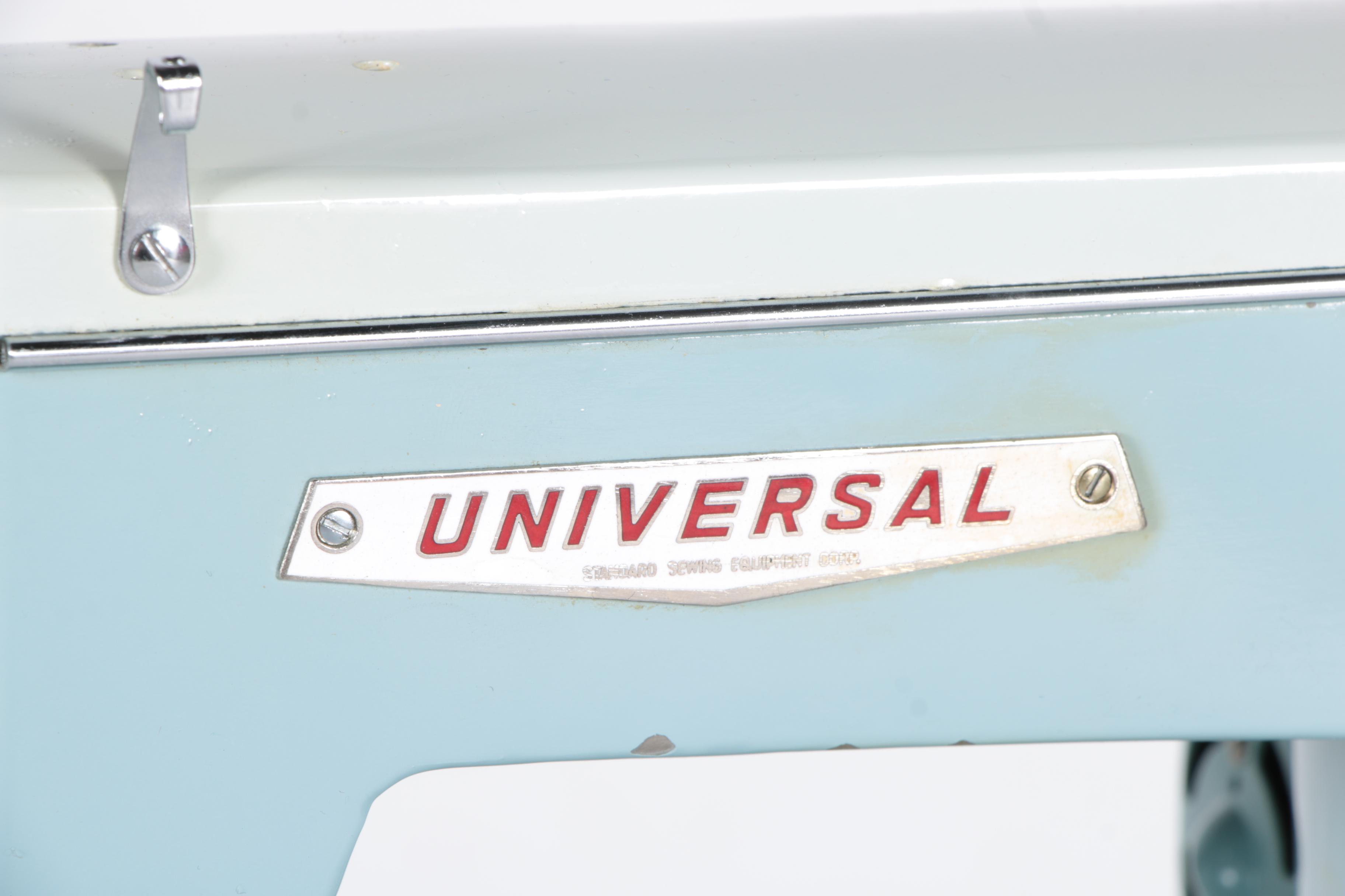 Vintage Universal Brand Sewing Machine with Case