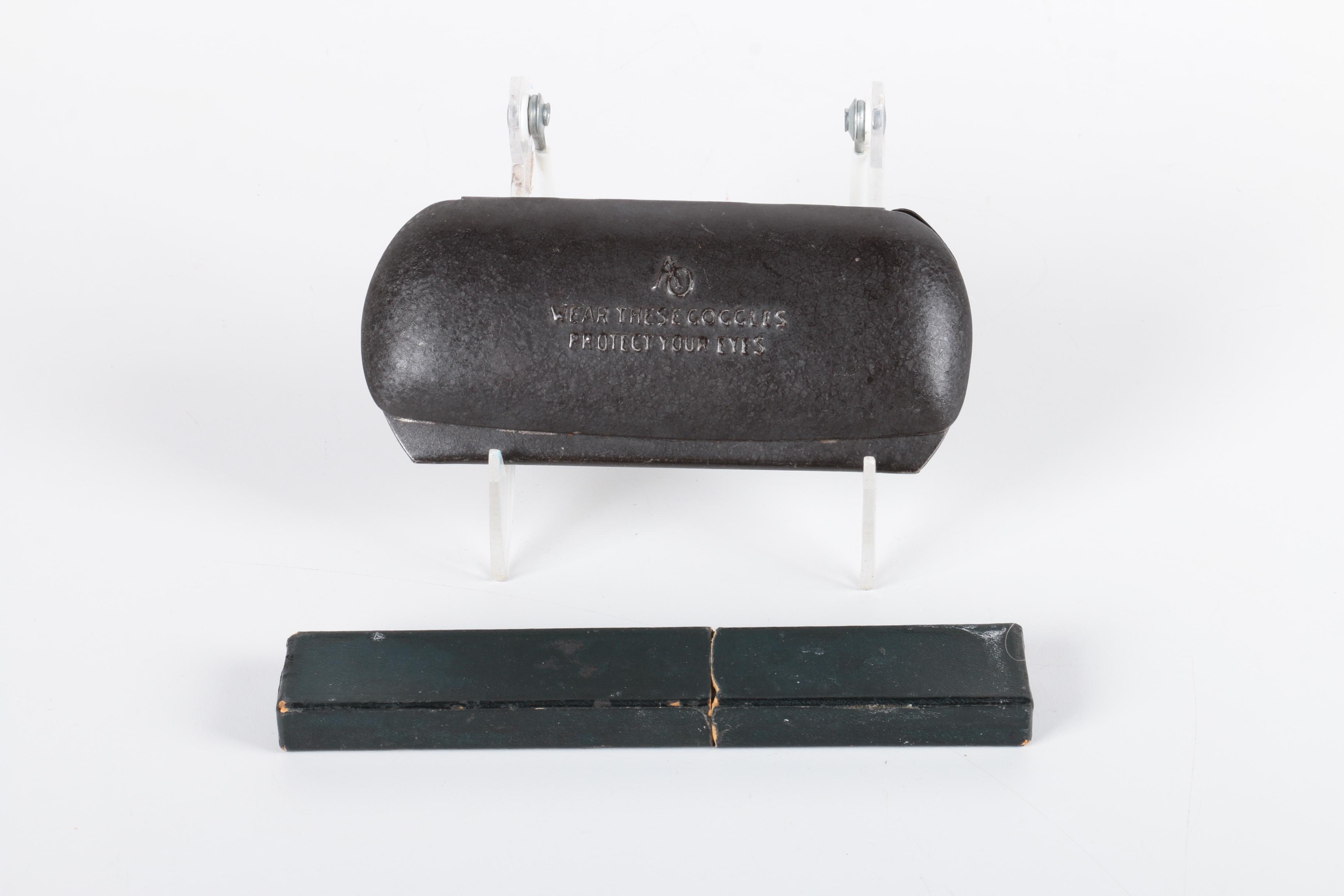 Vintage AO Goggles and Stern Barbers Straight Razor