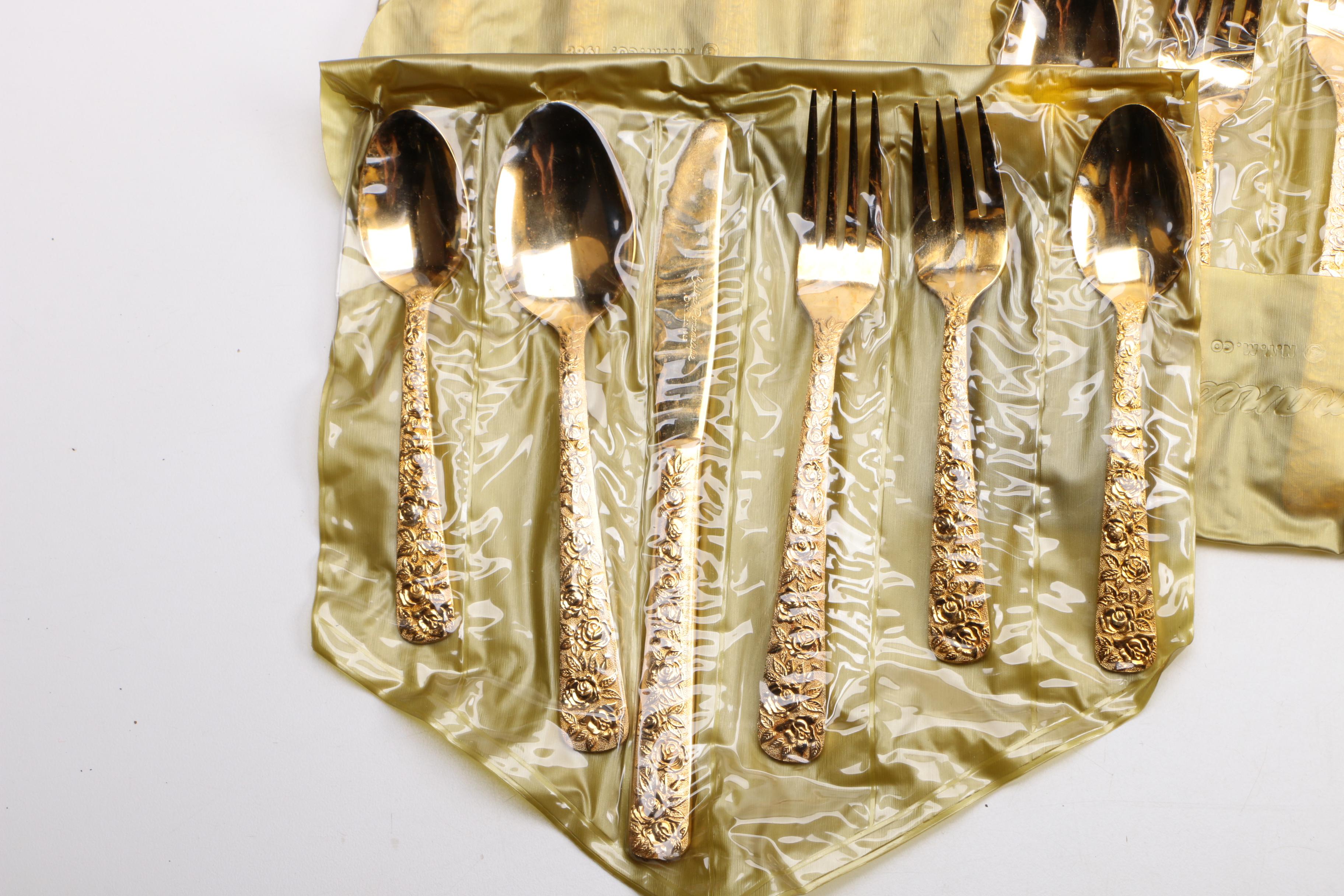 Cellini Romanesque Gold Tone Flatware