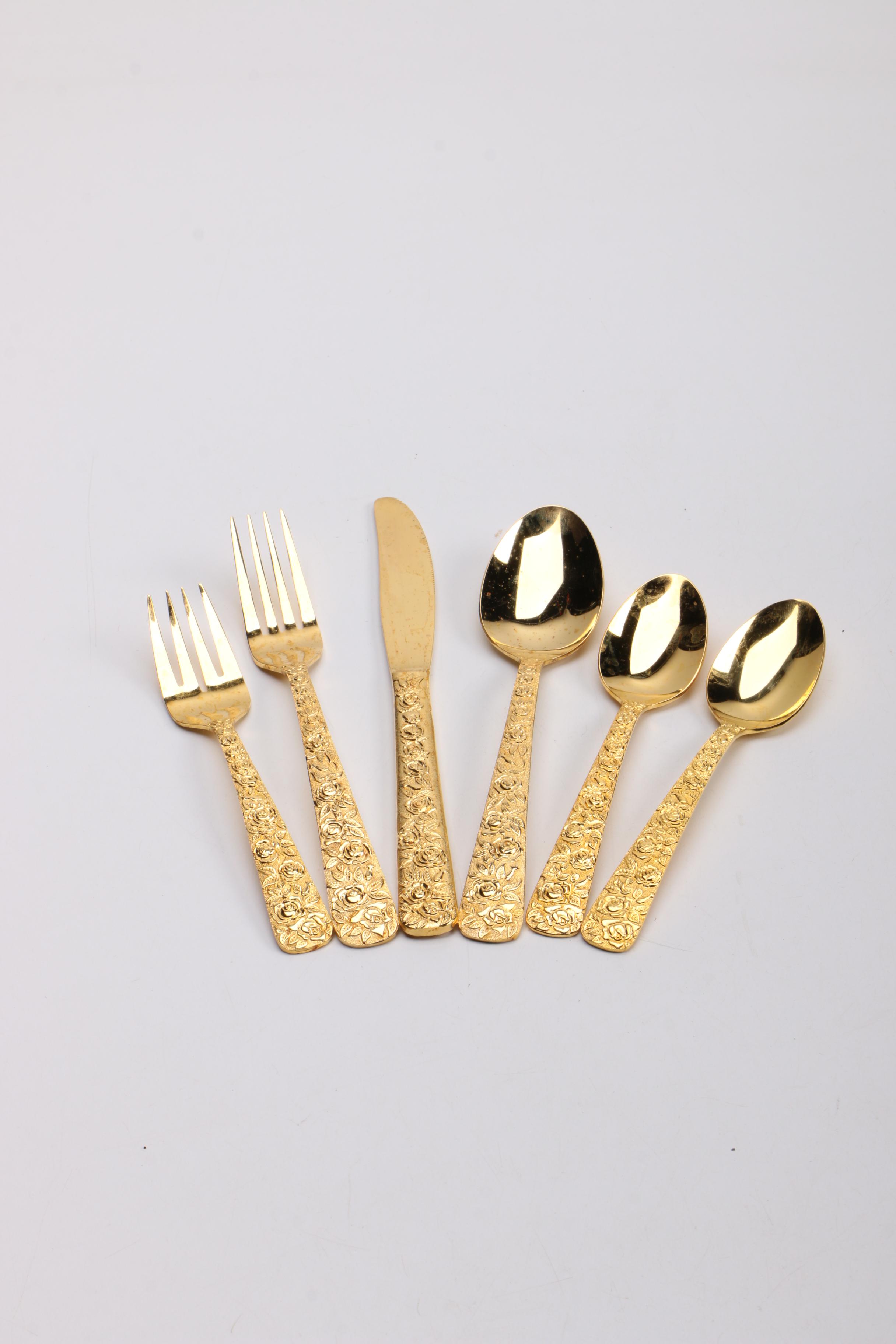 Cellini Romanesque Gold Tone Flatware