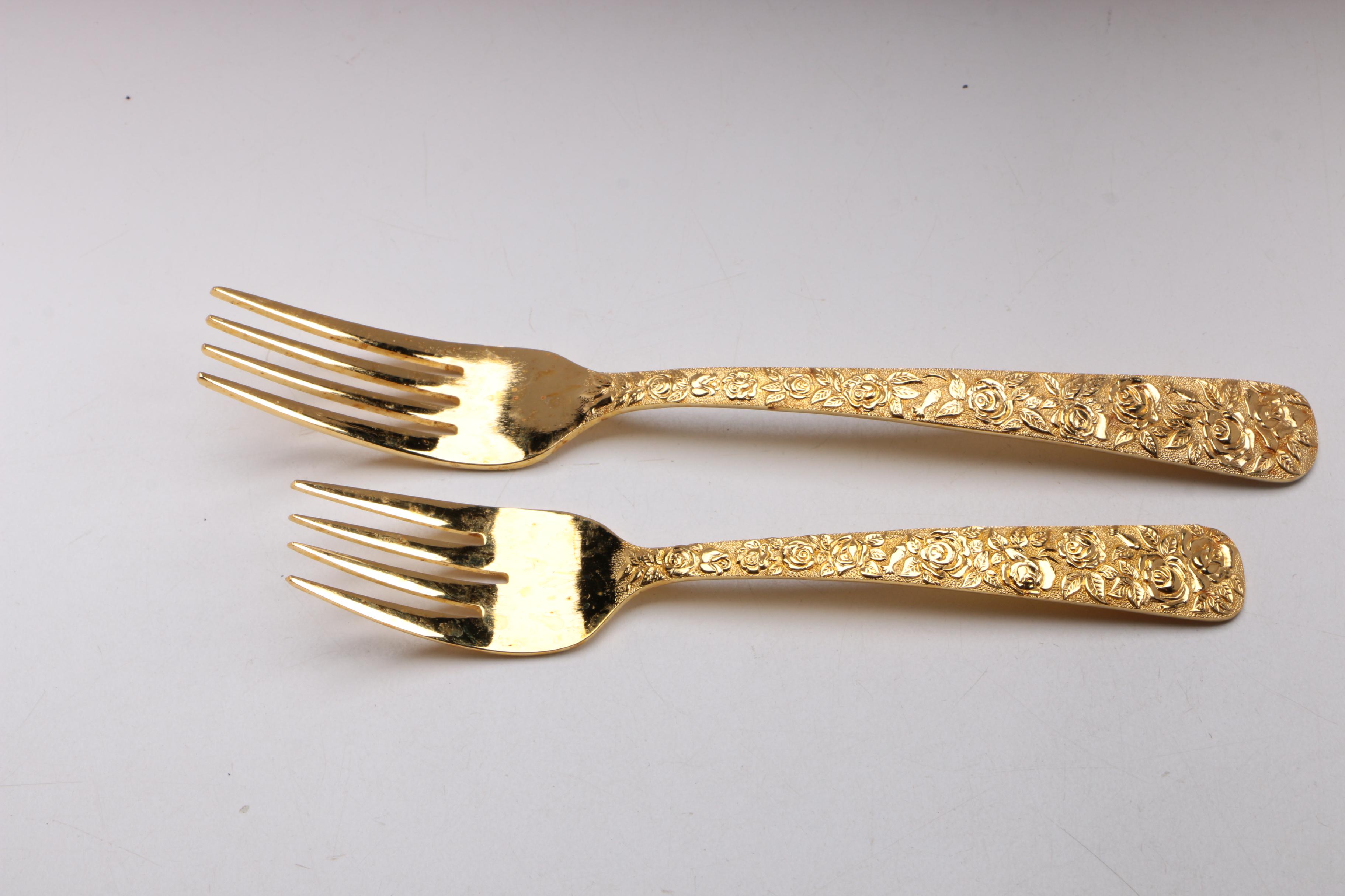 Cellini Romanesque Gold Tone Flatware