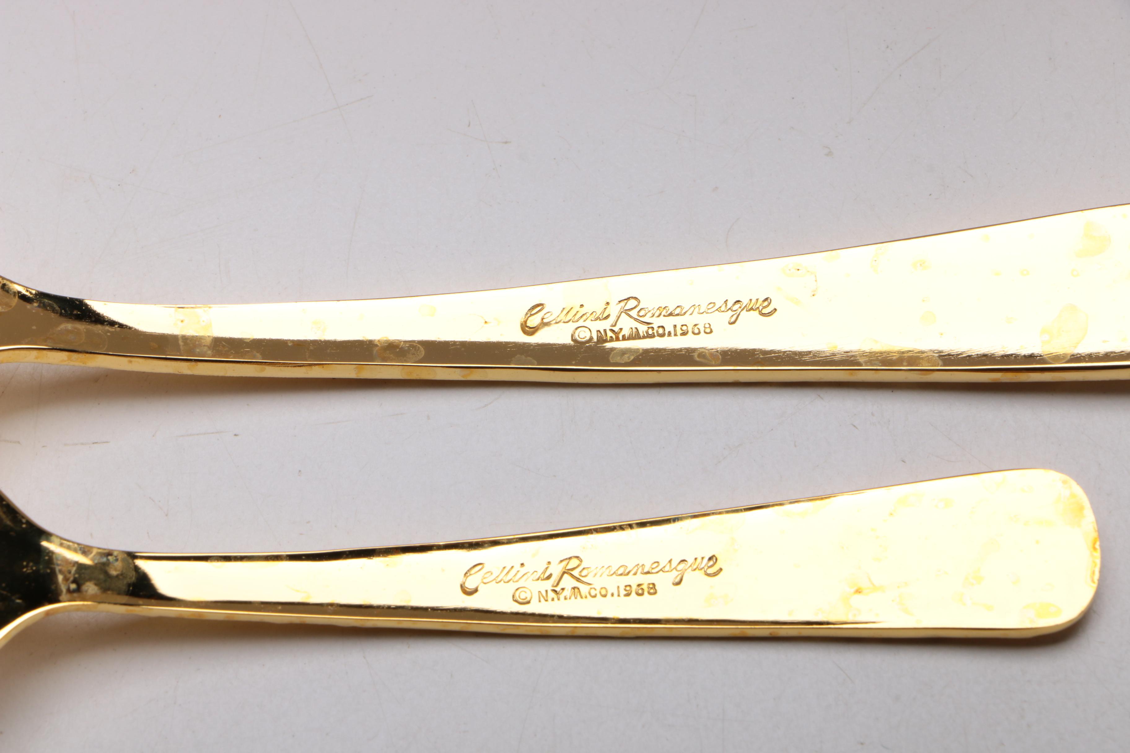 Cellini Romanesque Gold Tone Flatware