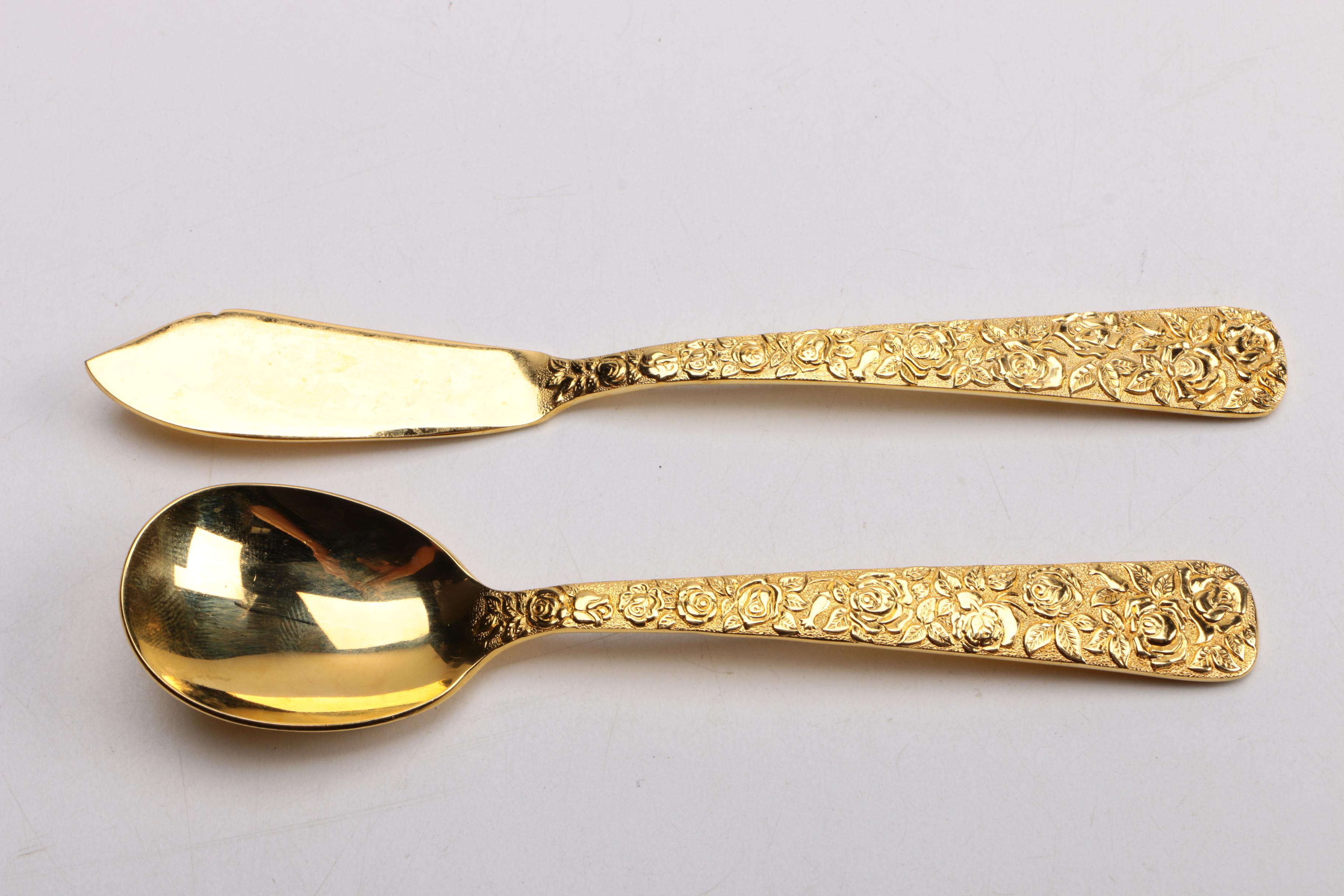 Cellini Romanesque Gold Tone Flatware