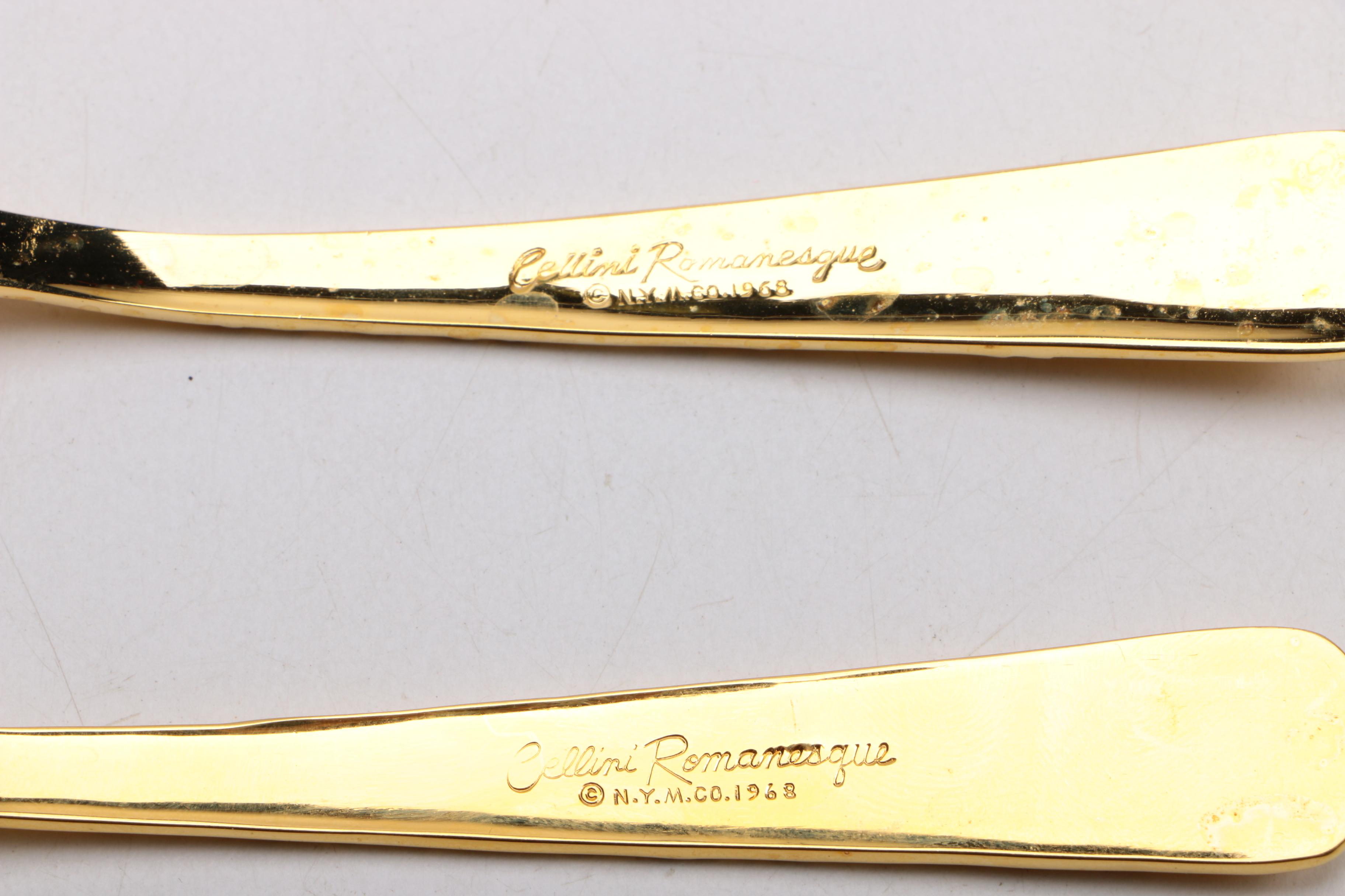 Cellini Romanesque Gold Tone Flatware