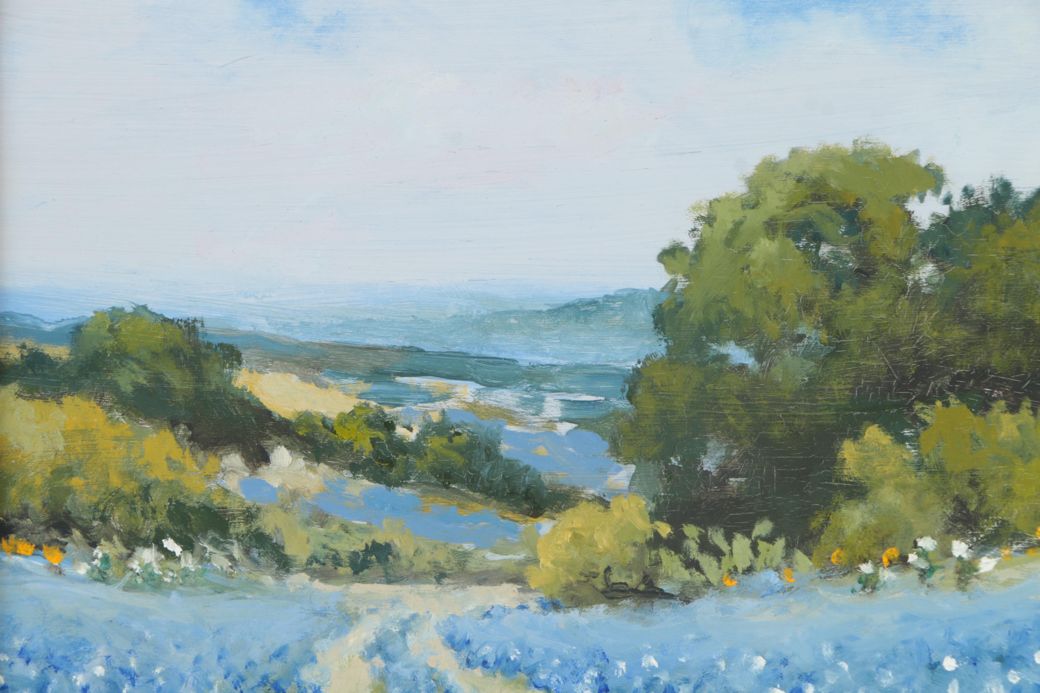 Oil Painting of Field of Blue Flowers