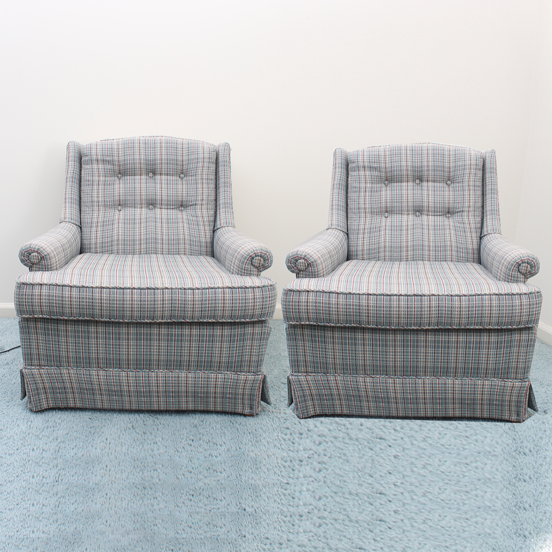 Vintage Jane Tillery Plaid Armchairs