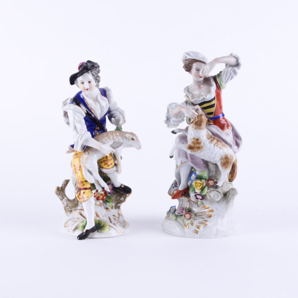 Antique Pastoral Figurines by Greiner & Holzapfel and Sitzendorf