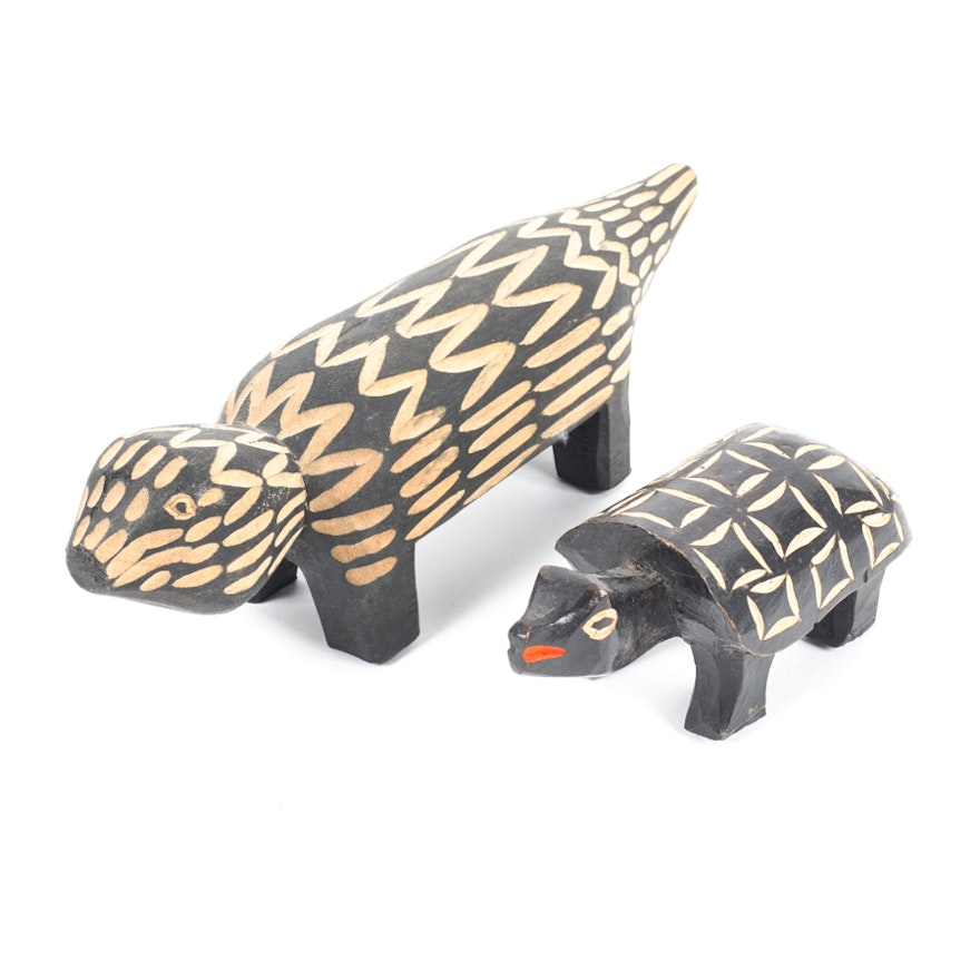 Hand-Carved South African Wooden Animal Figurines