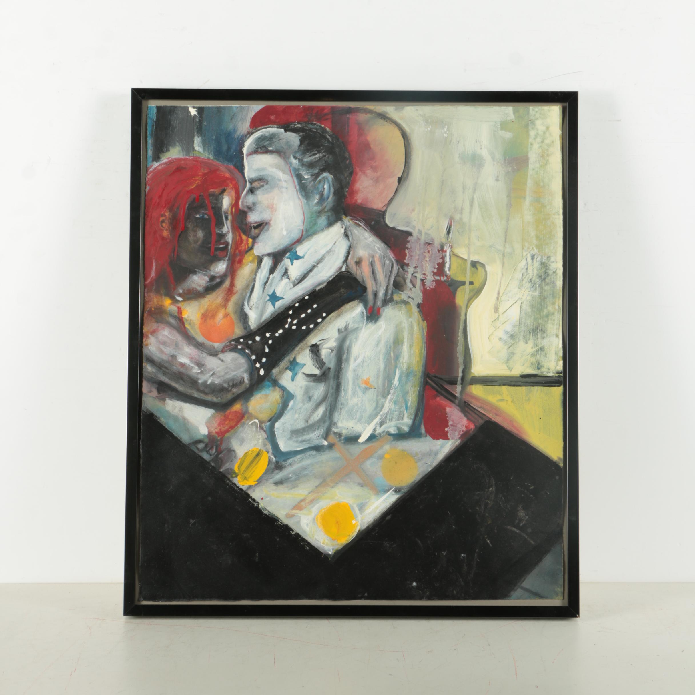 Oil Painting of Embracing Figures