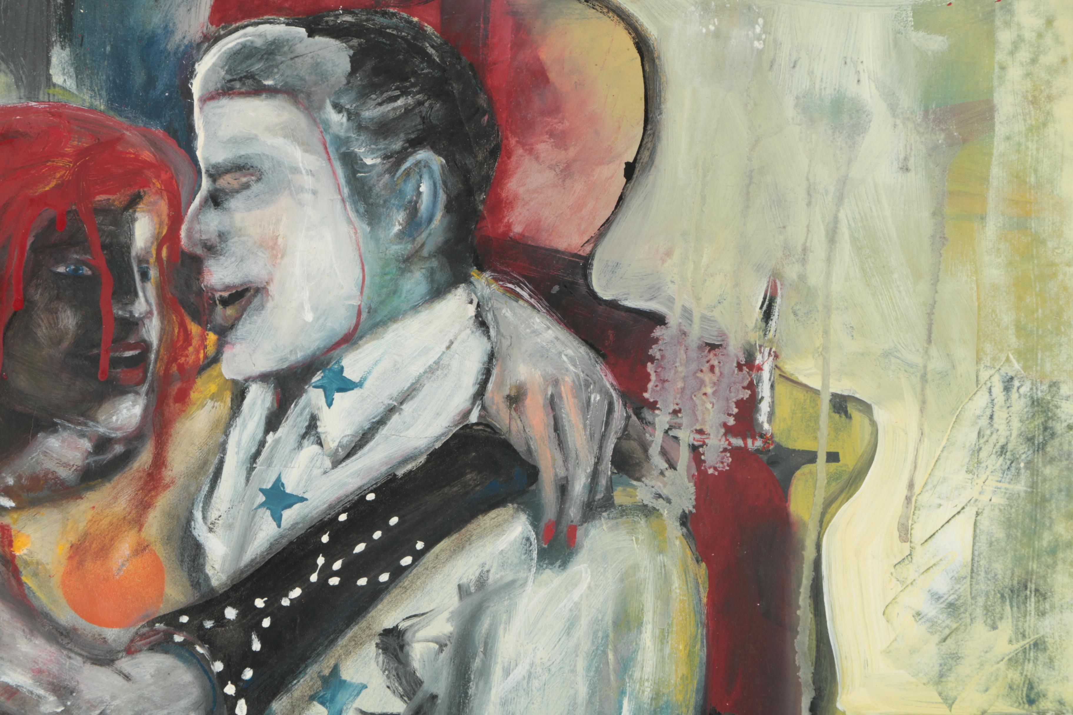 Oil Painting of Embracing Figures