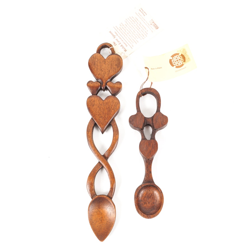 Welsh Carved Wood "Love Spoons"