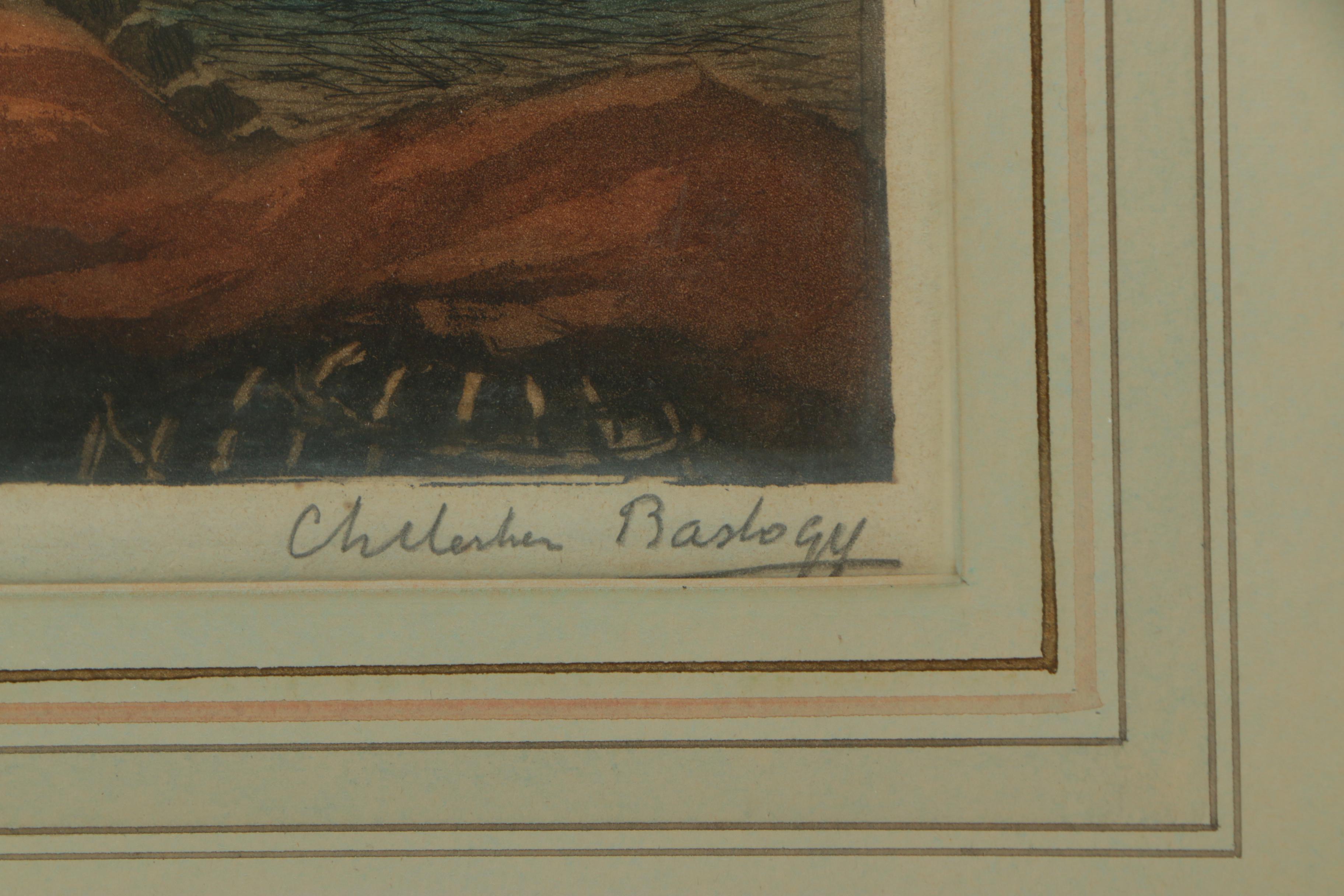 Bastogy a la Poupee Etching with Aquatint of Boats with Red Sails