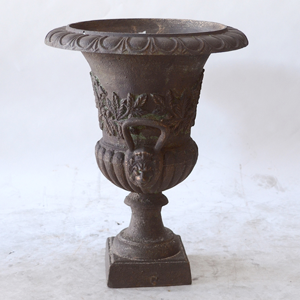 Pair of Ornate Cast Iron Urns