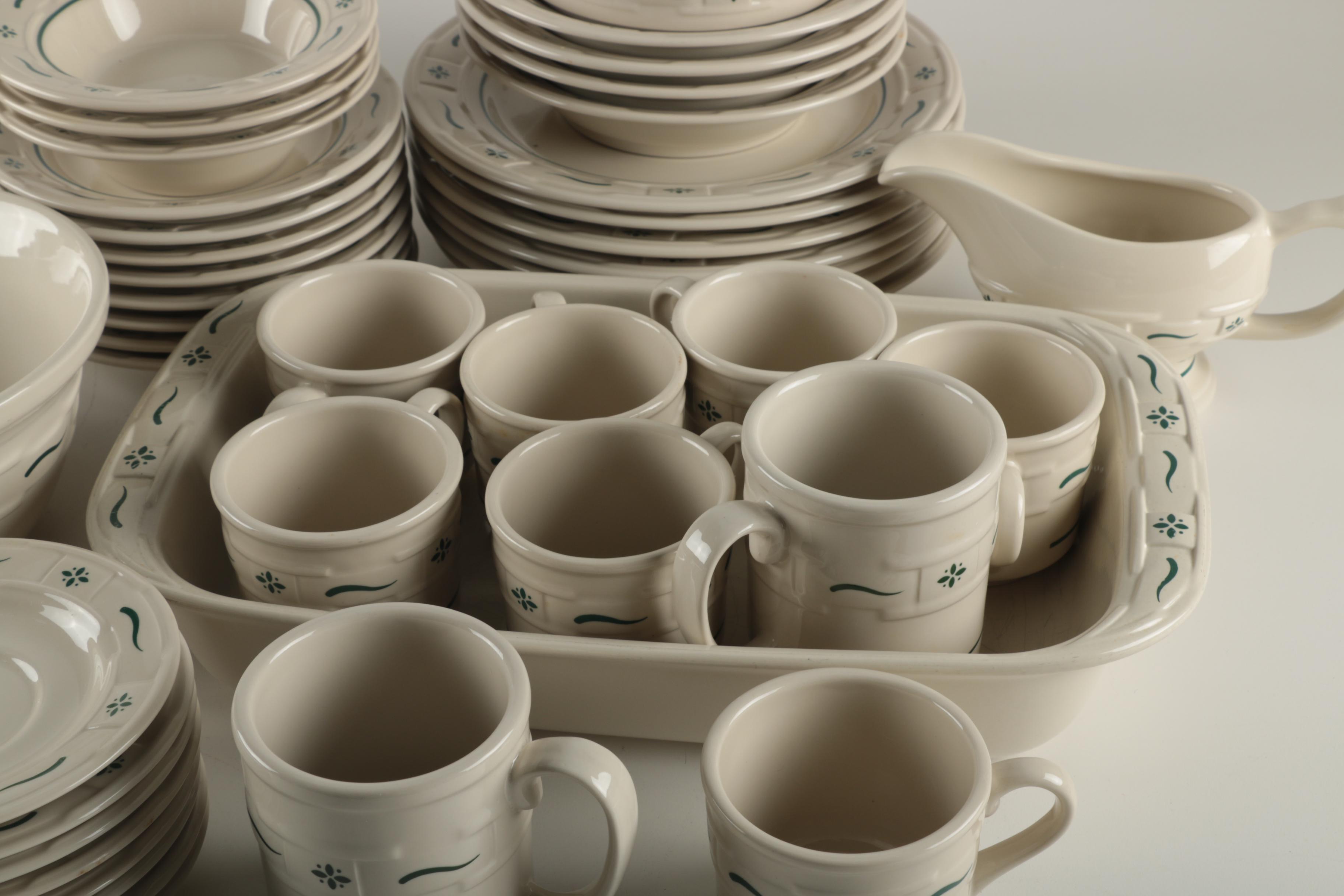 Longaberger "Woven Traditions" Heritage Green Pottery