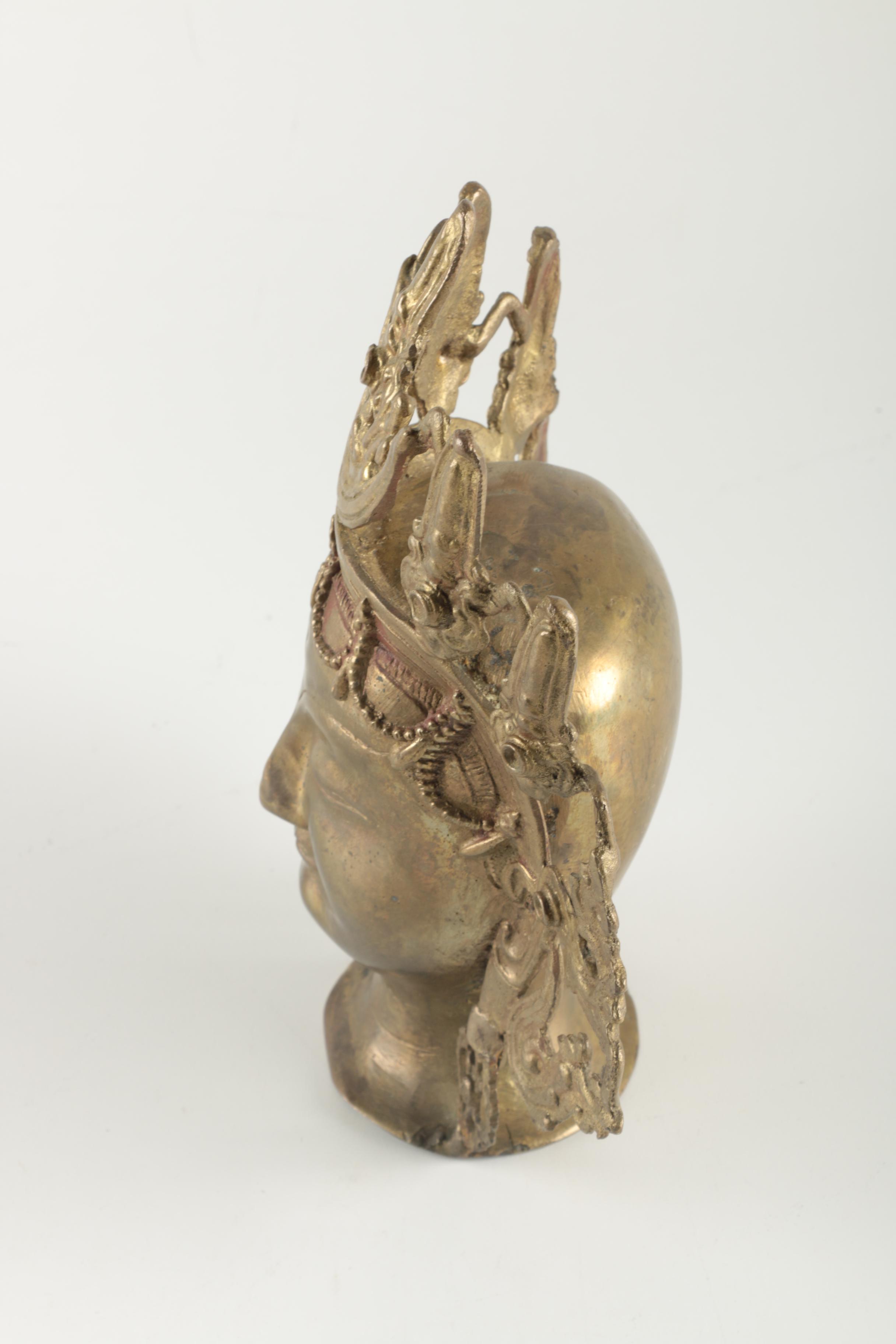 Sino-Tibetan Cast Brass Tone Metal Buddhist Bust