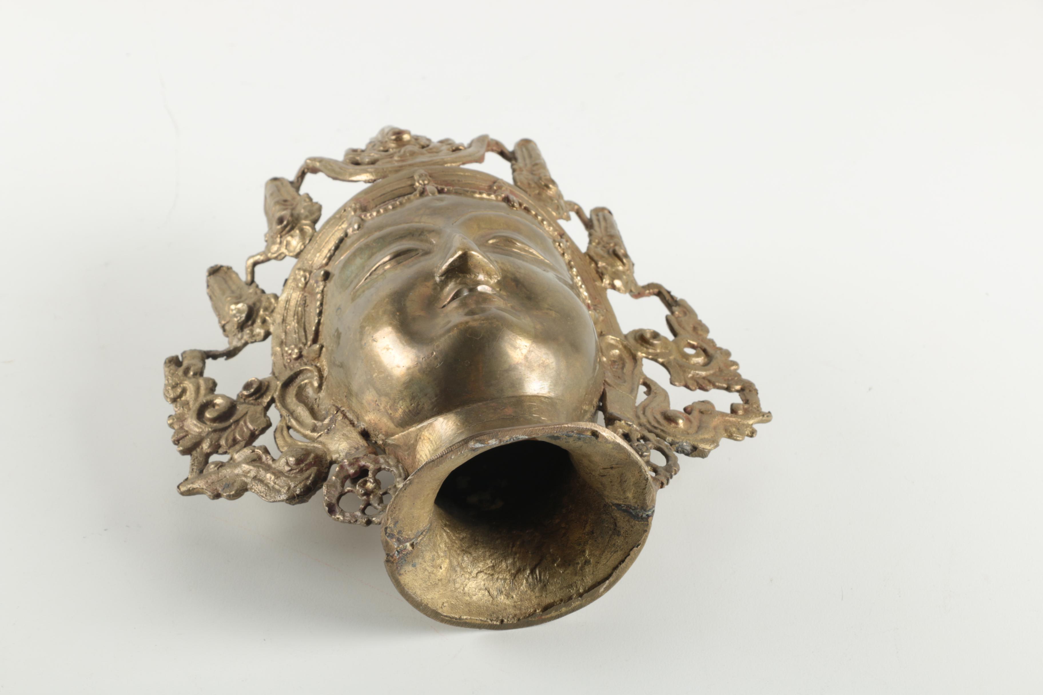 Sino-Tibetan Cast Brass Tone Metal Buddhist Bust