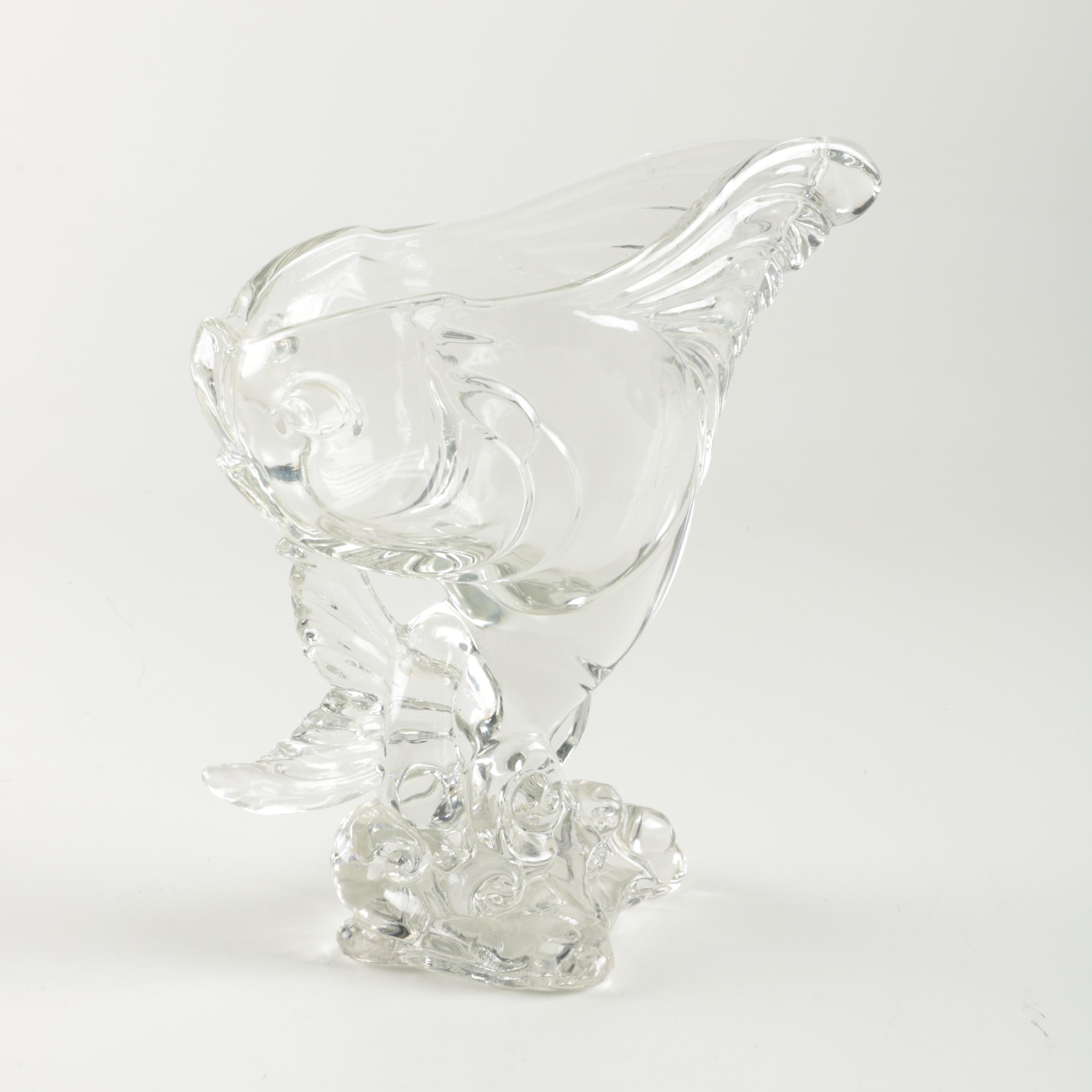 Hand Blown Glass Fish Figurine Vessel
