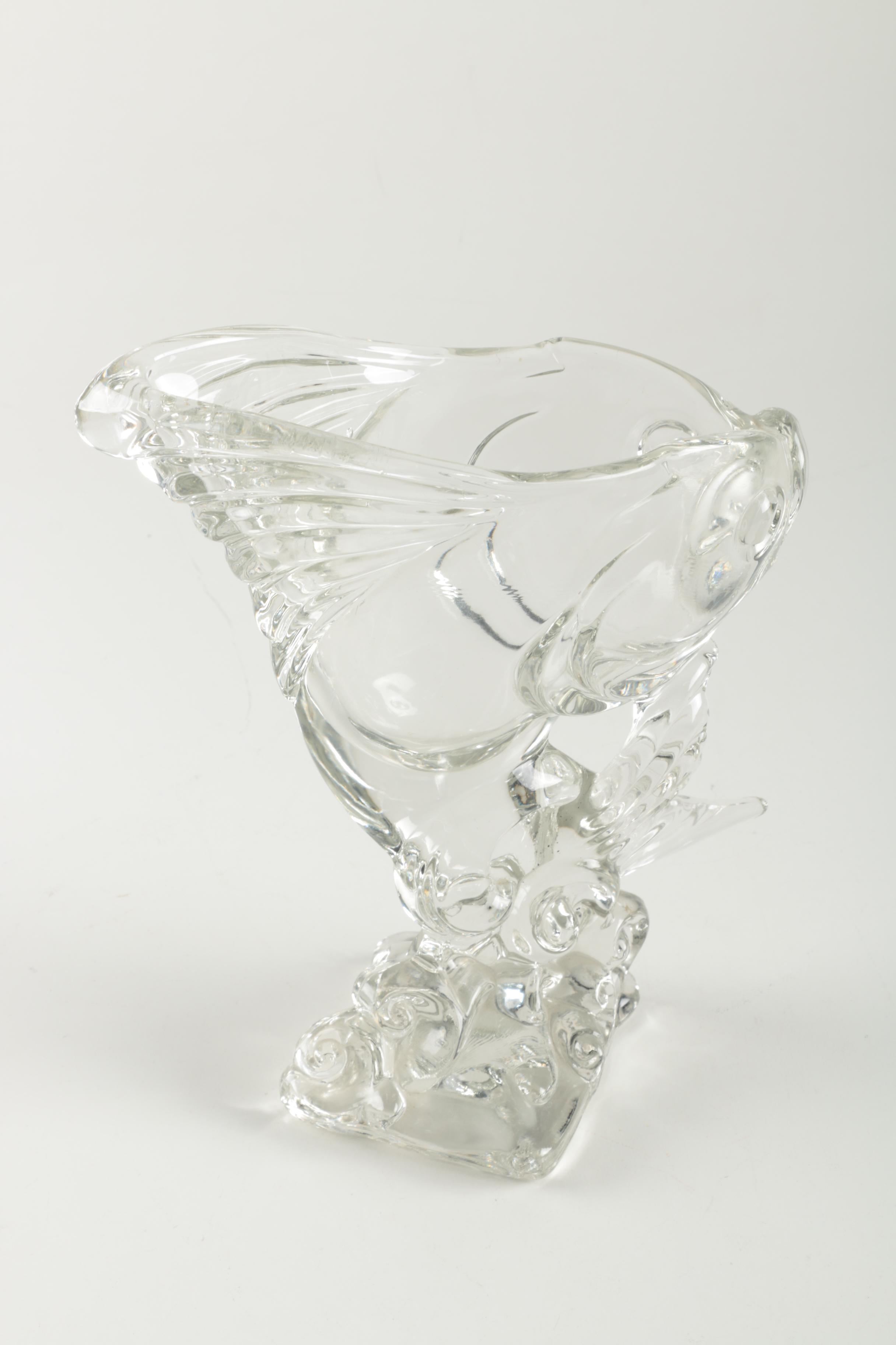 Hand Blown Glass Fish Figurine Vessel