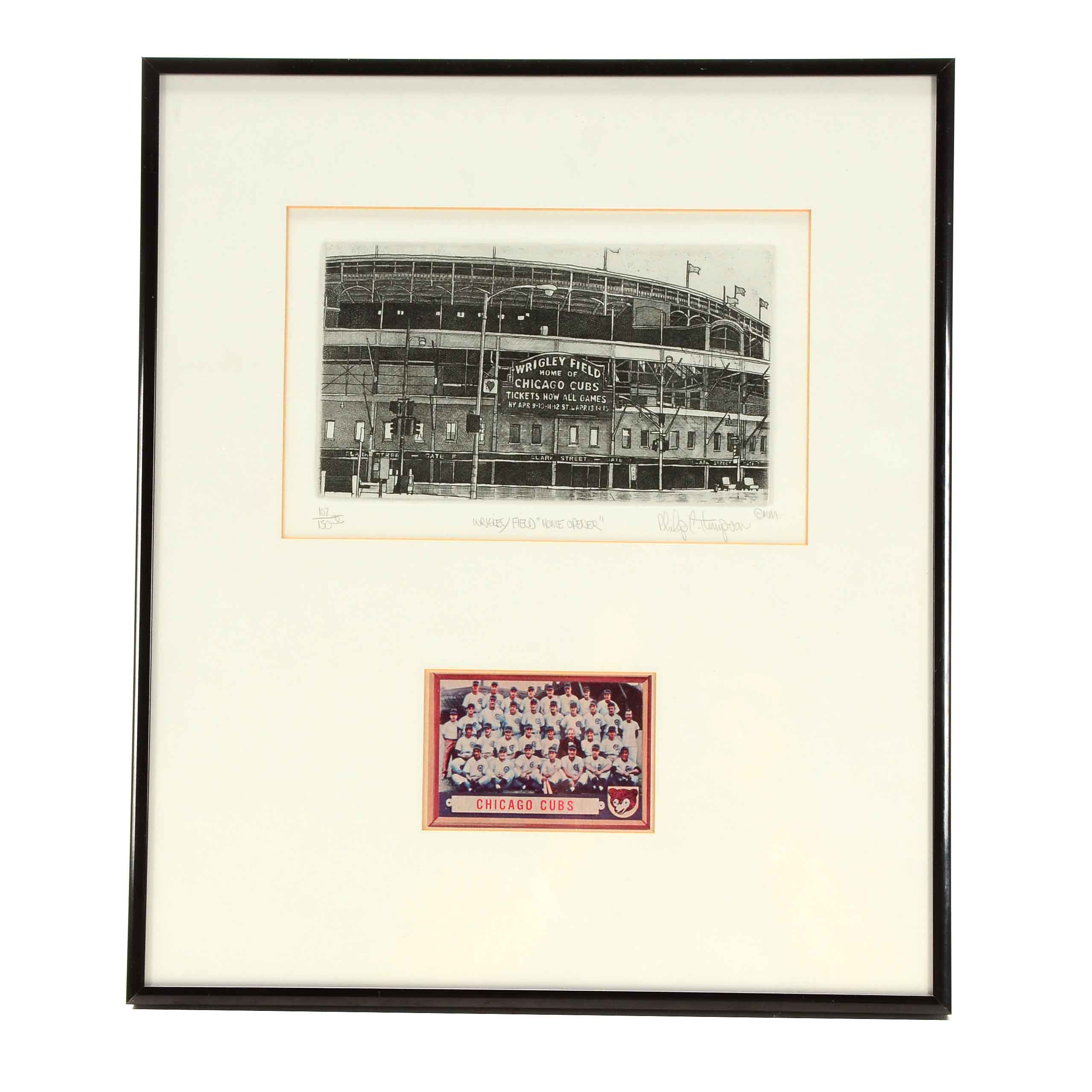 1957 Cubs Card with Limited Wrigley Print