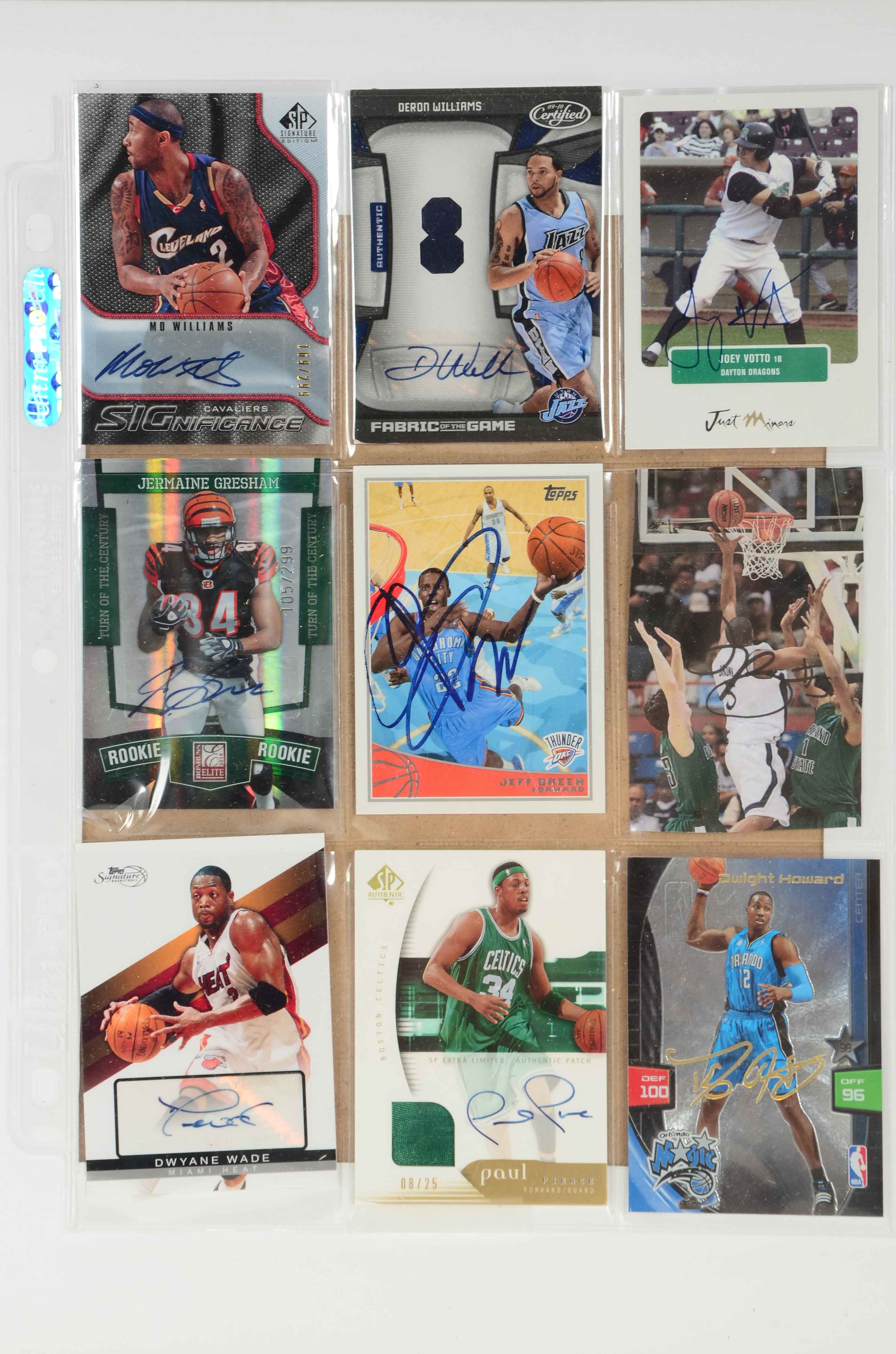 Eight Certified Auto and Hand-Signed Cards With Wade and Votto