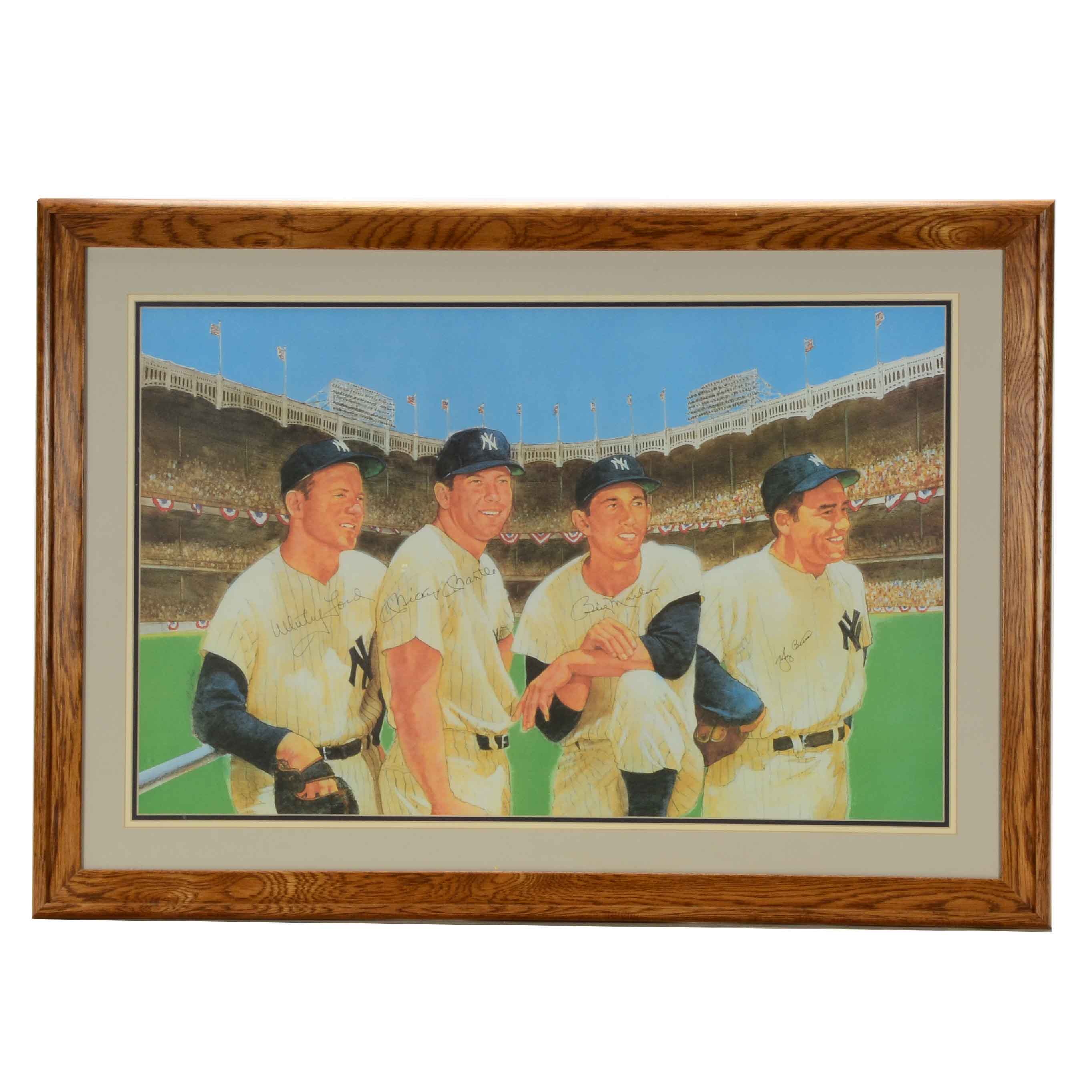 Ford, Mantle, Martin, Berra Signed Print David E. Carter Collection