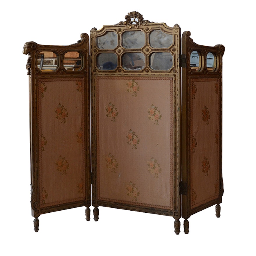 PRIORITY-Late 19th Century French Gilt Dressing Screen