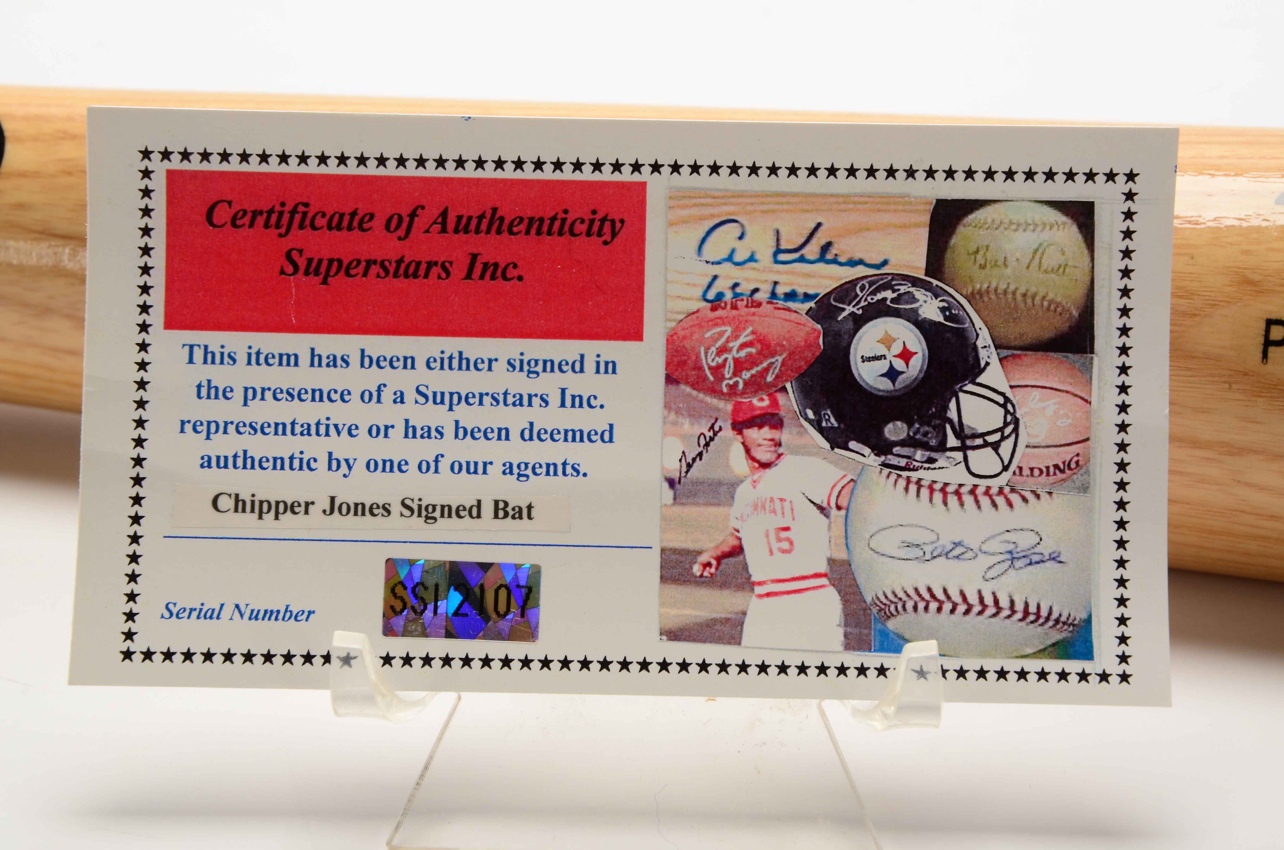 Chipper Jones Signed Bat  COA