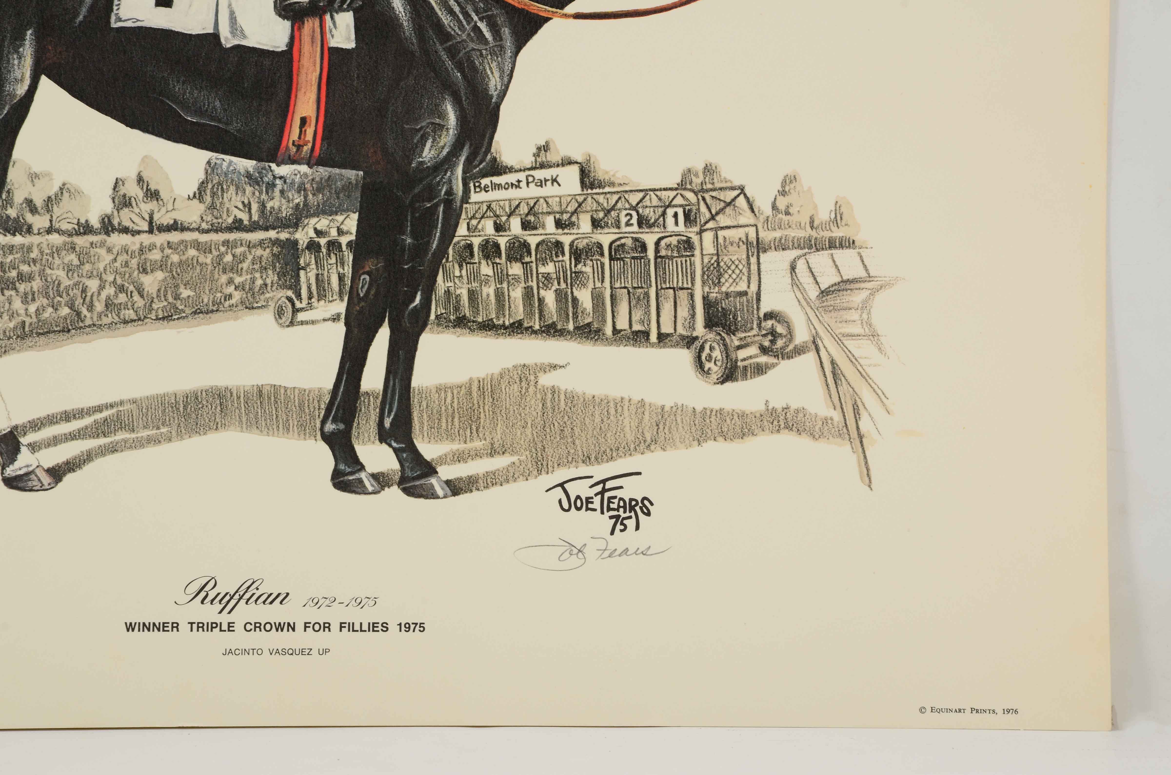 1976 Famous Filly Ruffian Signed Limited Edition Lithograph