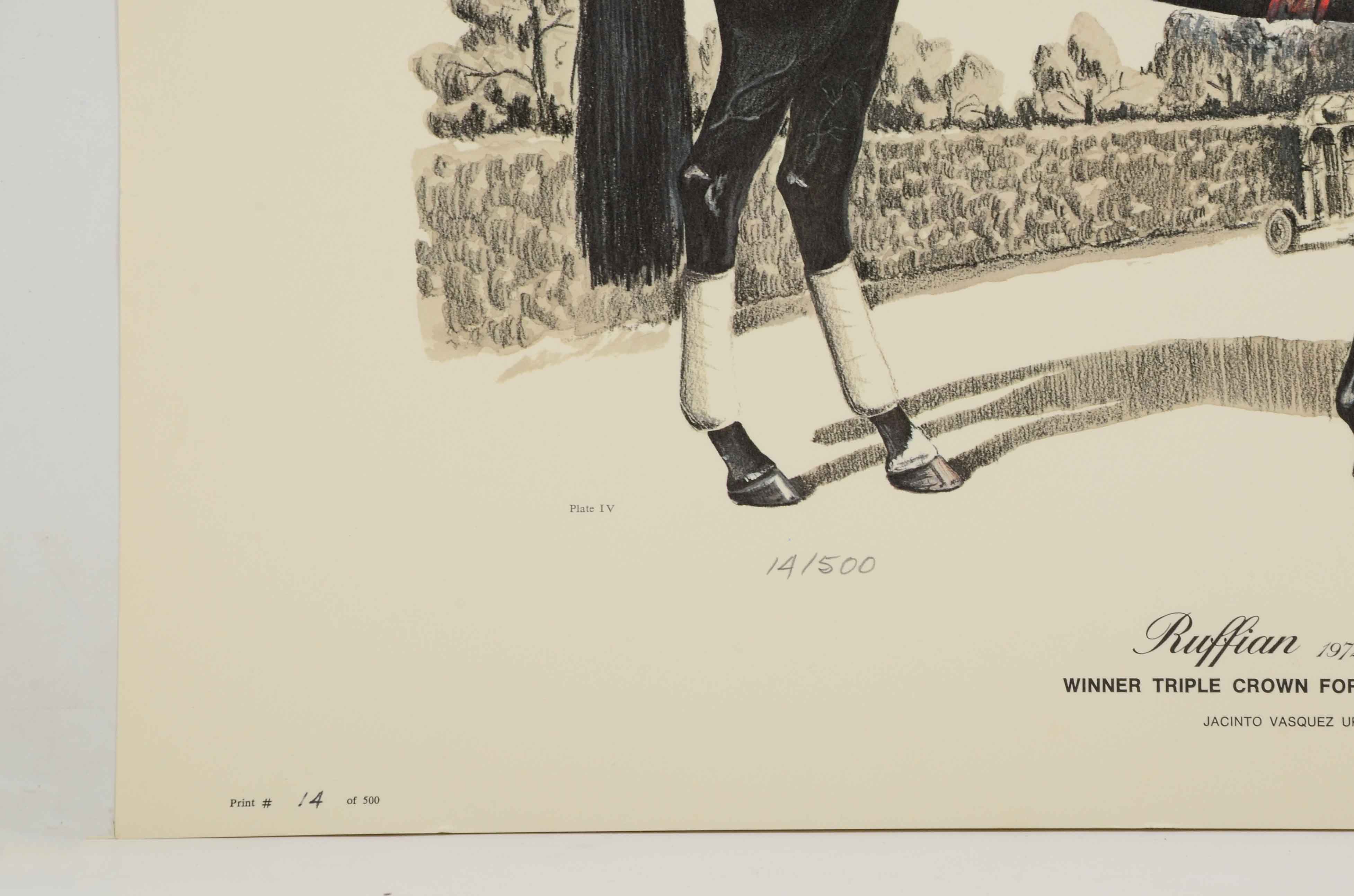 1976 Famous Filly Ruffian Signed Limited Edition Lithograph