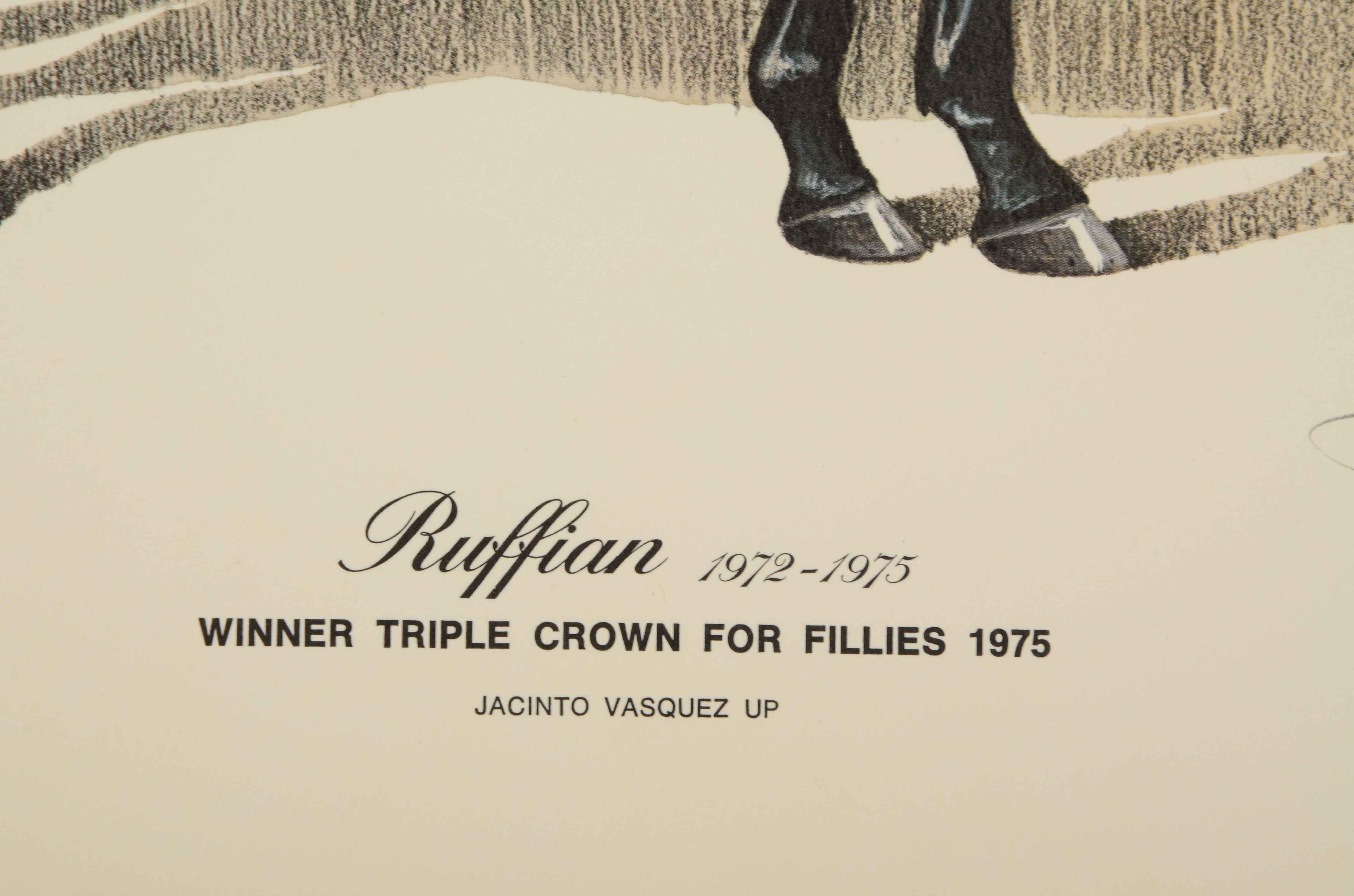 1976 Famous Filly Ruffian Signed Limited Edition Lithograph